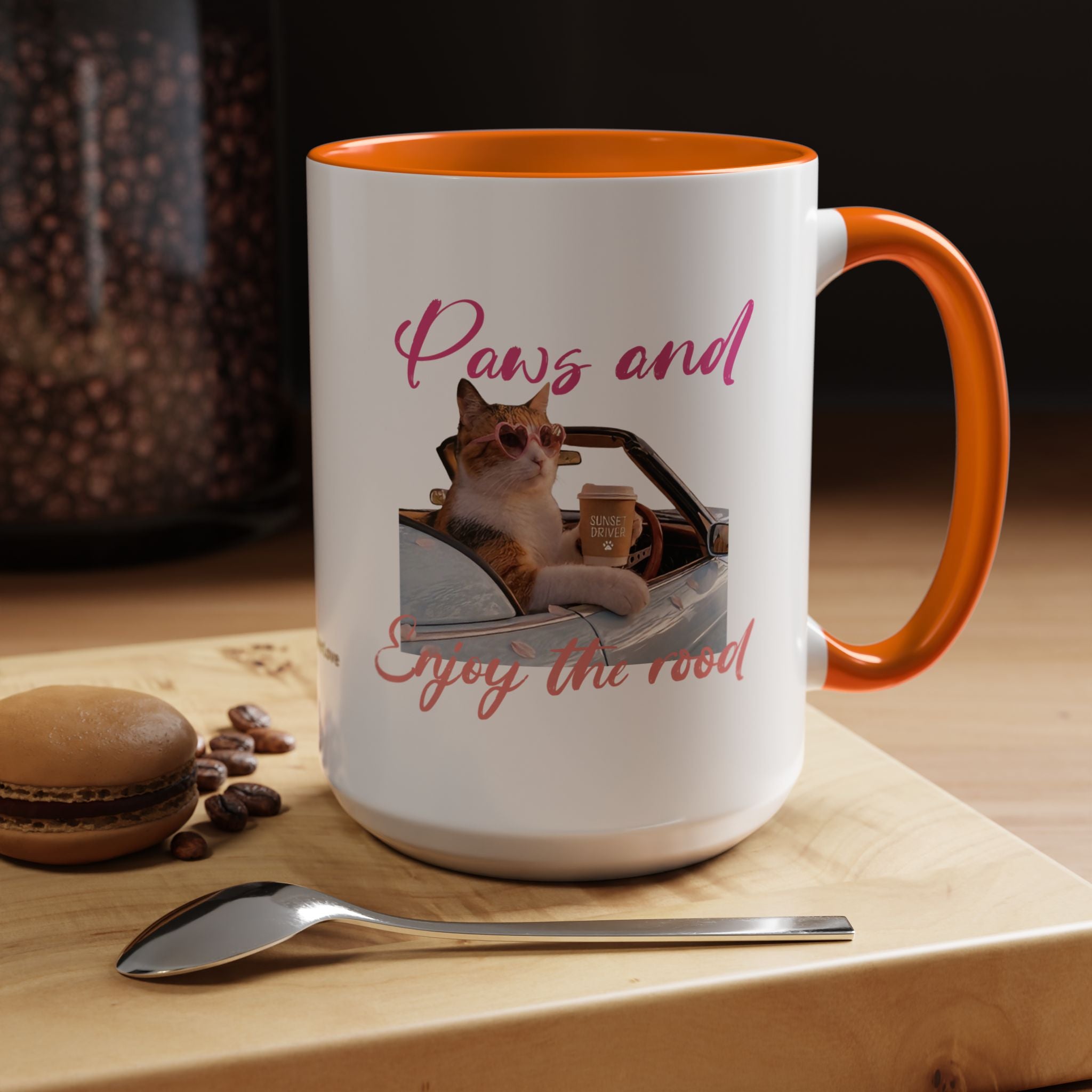Road Trip Cat Mug | Personalized Summer Cat Coffee Cup With Custom Text