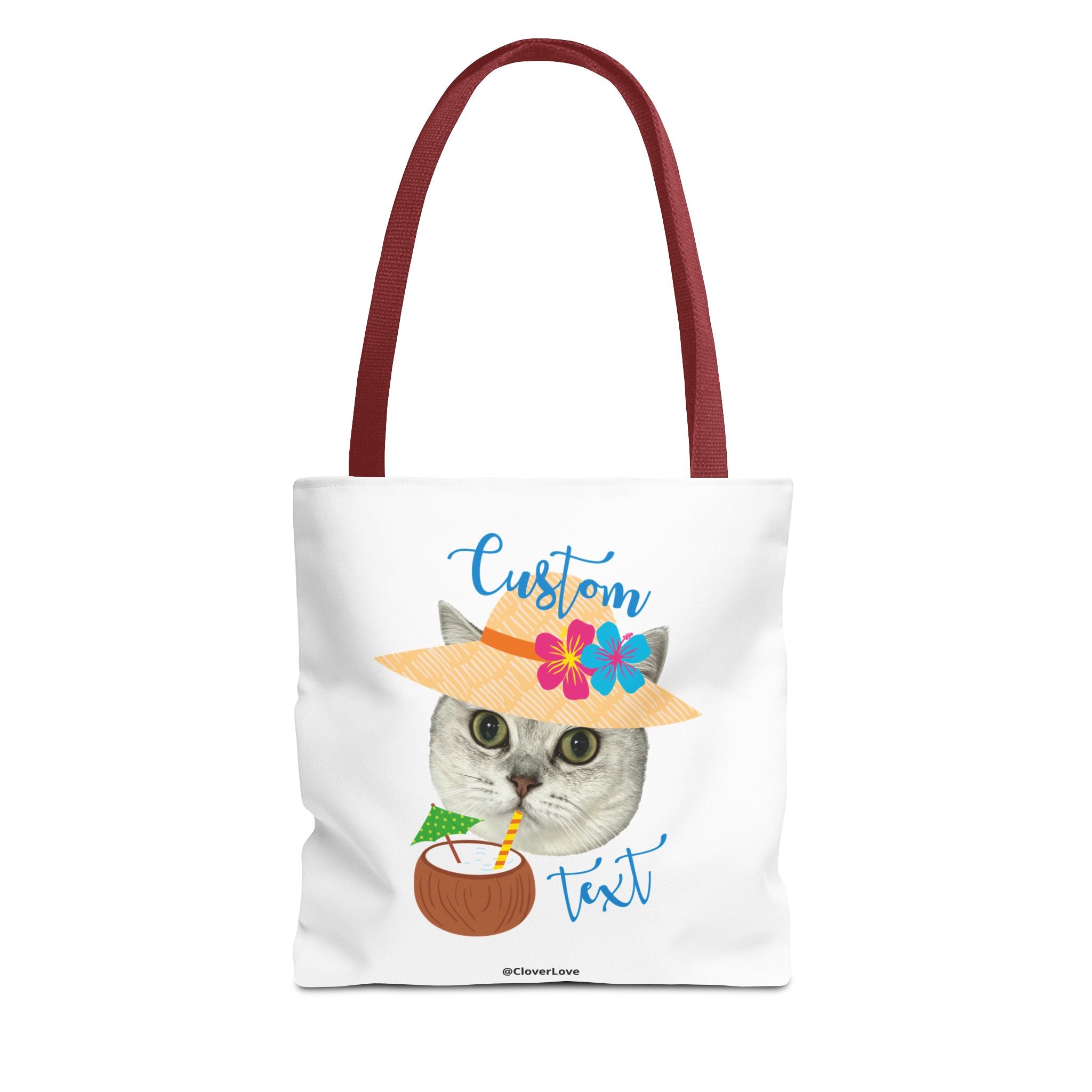 Summer Cat Tote Bag | Personalized Pet Photo Canvas Bag
