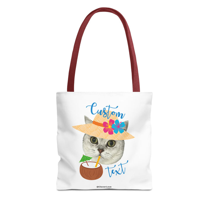 Summer Cat Tote Bag | Personalized Pet Photo Canvas Bag