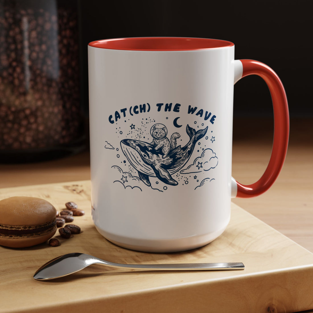 Cat's Wave Adventure Mug - Cute Cat Whale Ocean Coffee Cup