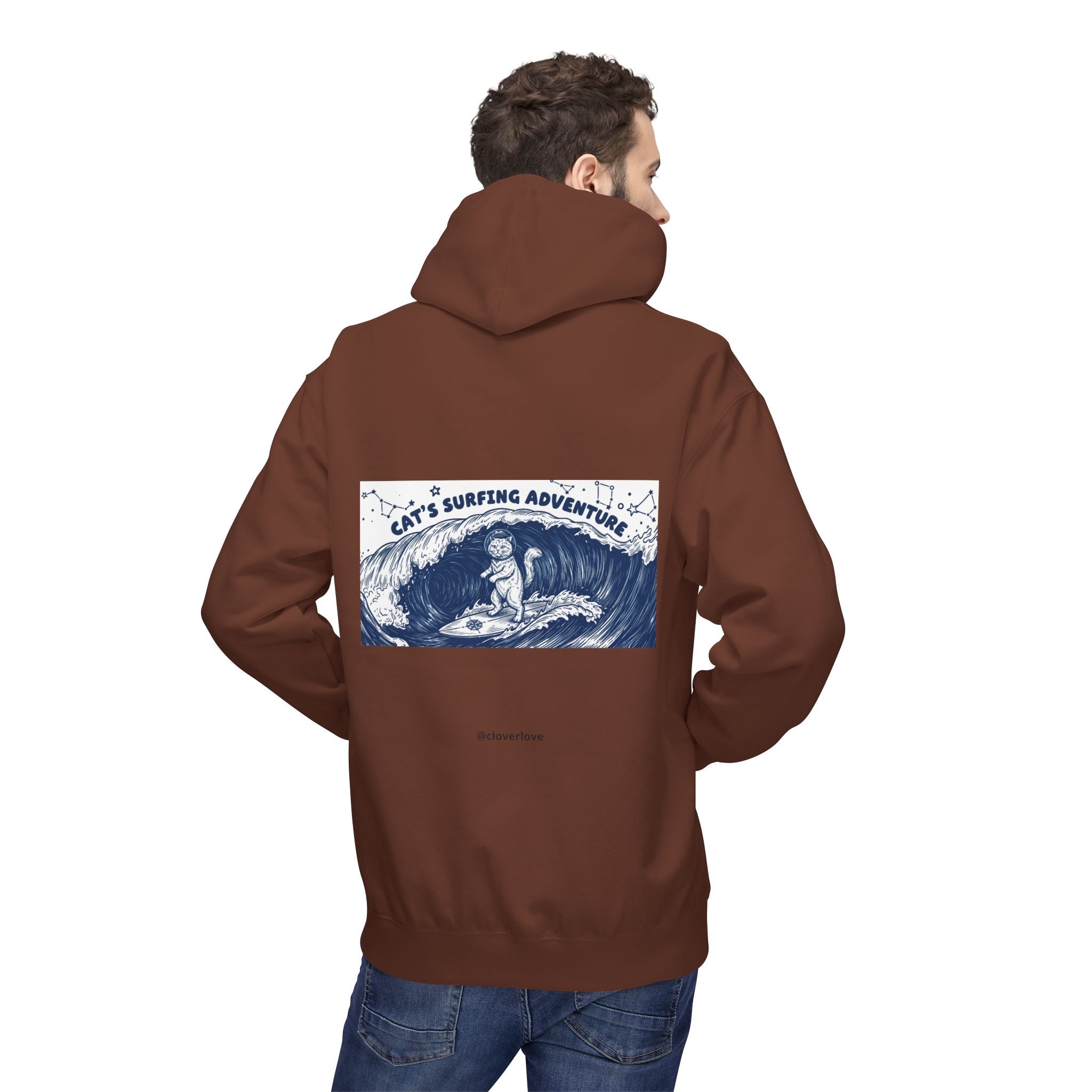 Katzen-Surf-Abenteuer Hoodie | Vintage Meeres-Grafik Sweatshirt