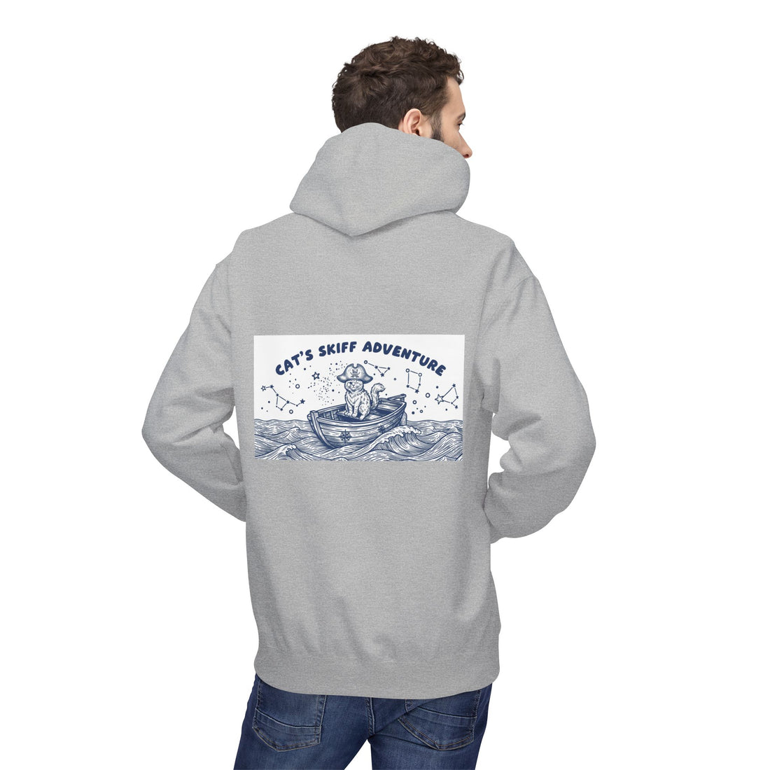 Cat's Skiff Adventure Hoodie | Vintage Ocean Nautical Graphic Sweatshirt