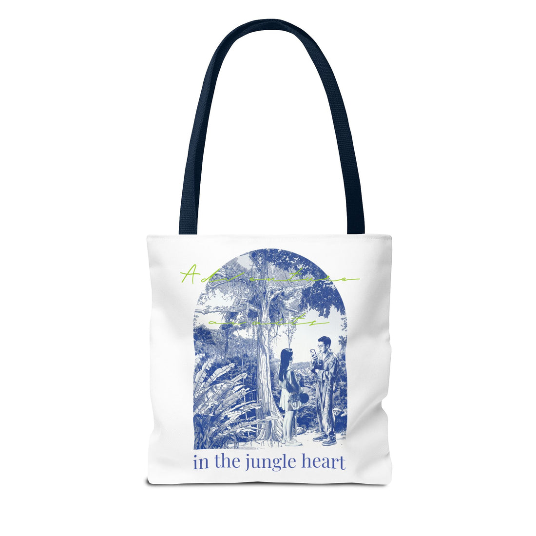 In The Jungle Heart Travel Tote Bag | Vintage Jungle Adventure Canvas Tote Bag