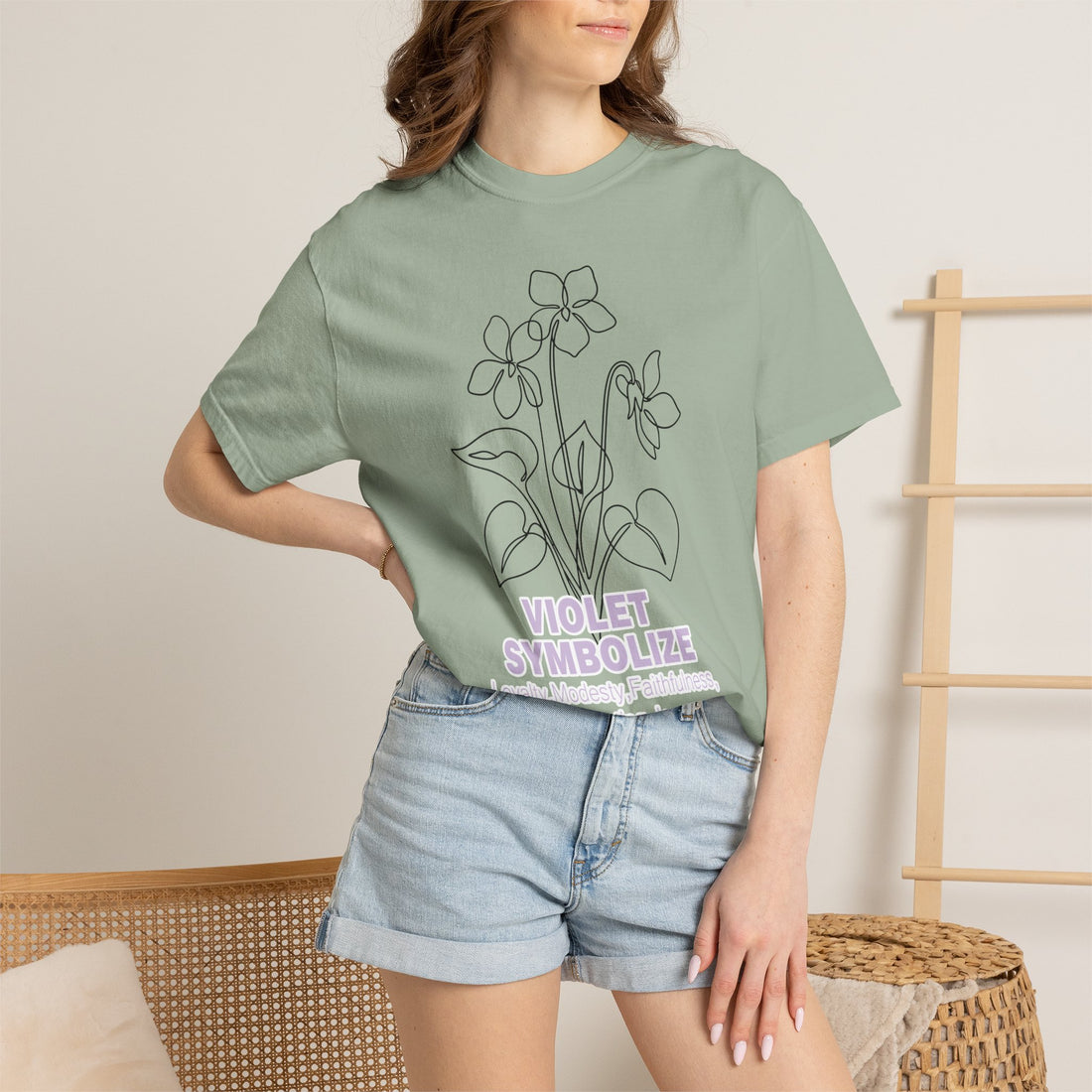 Violet Flower T-Shirt - Botanical Graphic Shirt for Flower Lovers