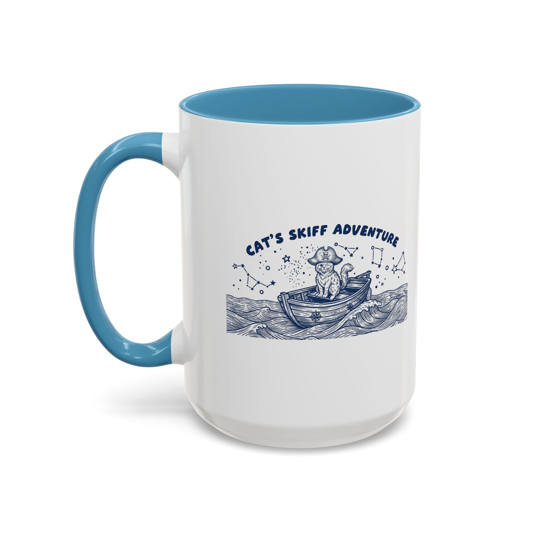 Cat's Skiff Adventure Ocean Mug - Cute Nautical Cat Lover Coffee Cup
