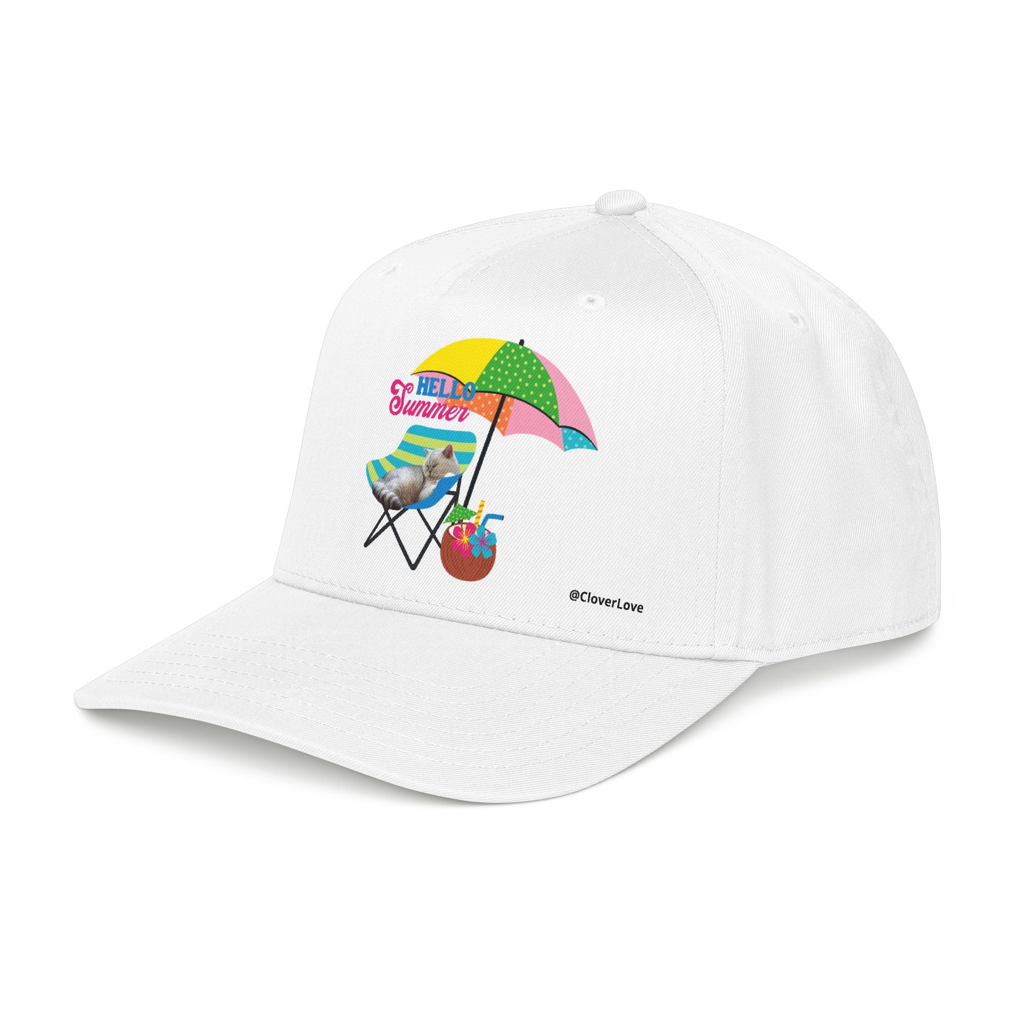 Hello Summer Cat Hat | Cute Beach Cat Baseball Cap For Cat Lovers