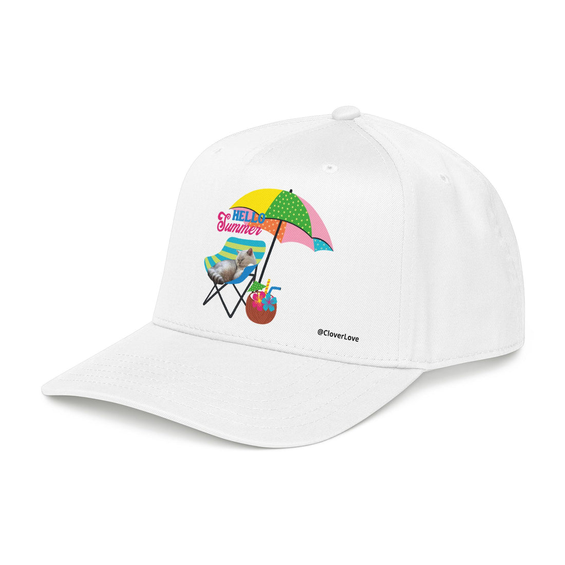 Hello Summer Cat Hat | Cute Beach Cat Baseball Cap For Cat Lovers