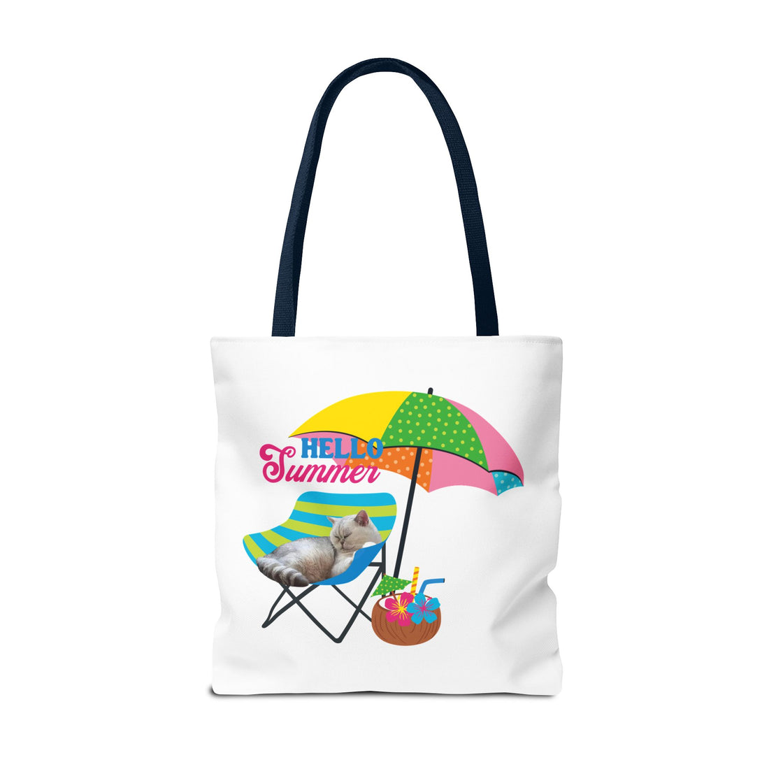 Summer Cat Tote Bag | Personalized Pet Photo Canvas Bag