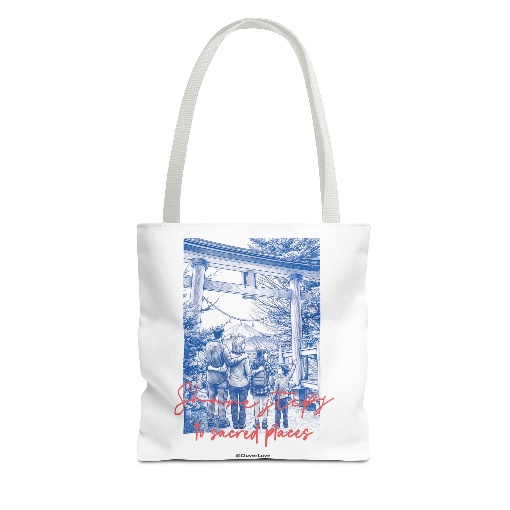 Japan Travel Tote Bag | Vintage Torii Gate Fuji Mountain Canvas Bag