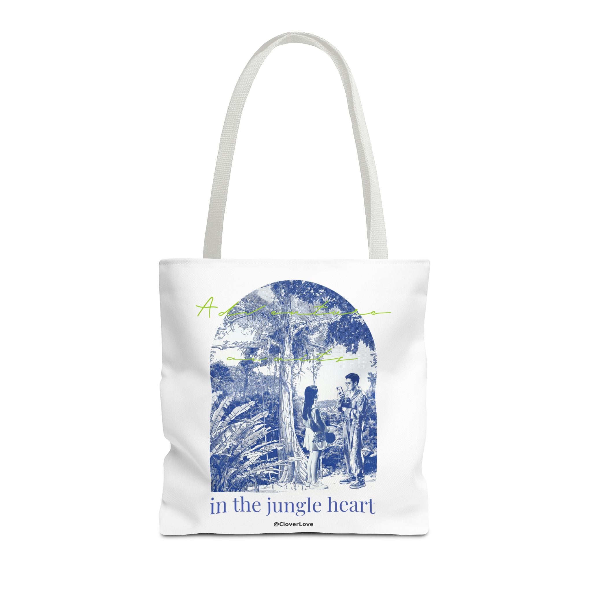 In The Jungle Heart Travel Tote Bag | Vintage Jungle Adventure Canvas Tote Bag