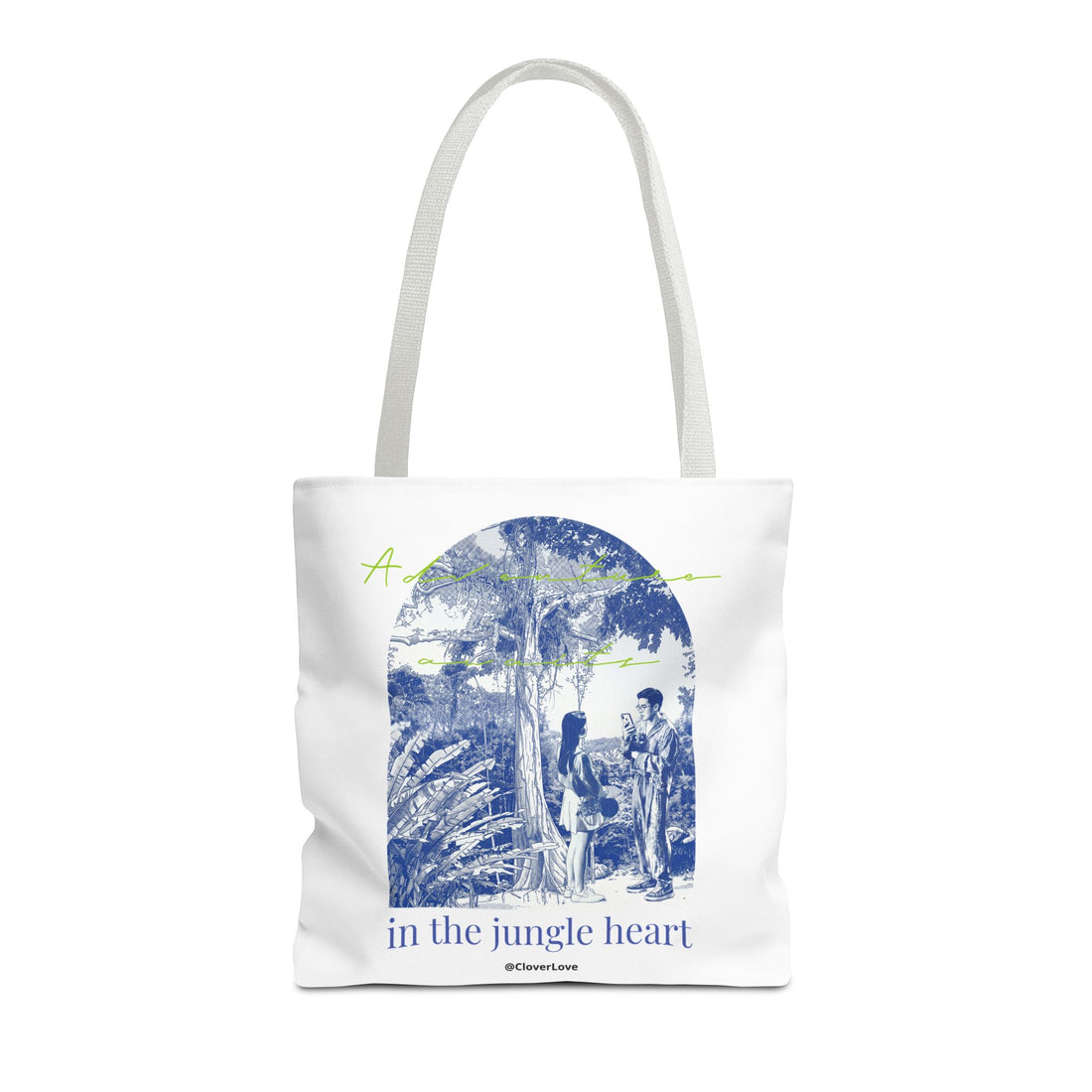 In The Jungle Heart Travel Tote Bag | Vintage Jungle Adventure Canvas Tote Bag