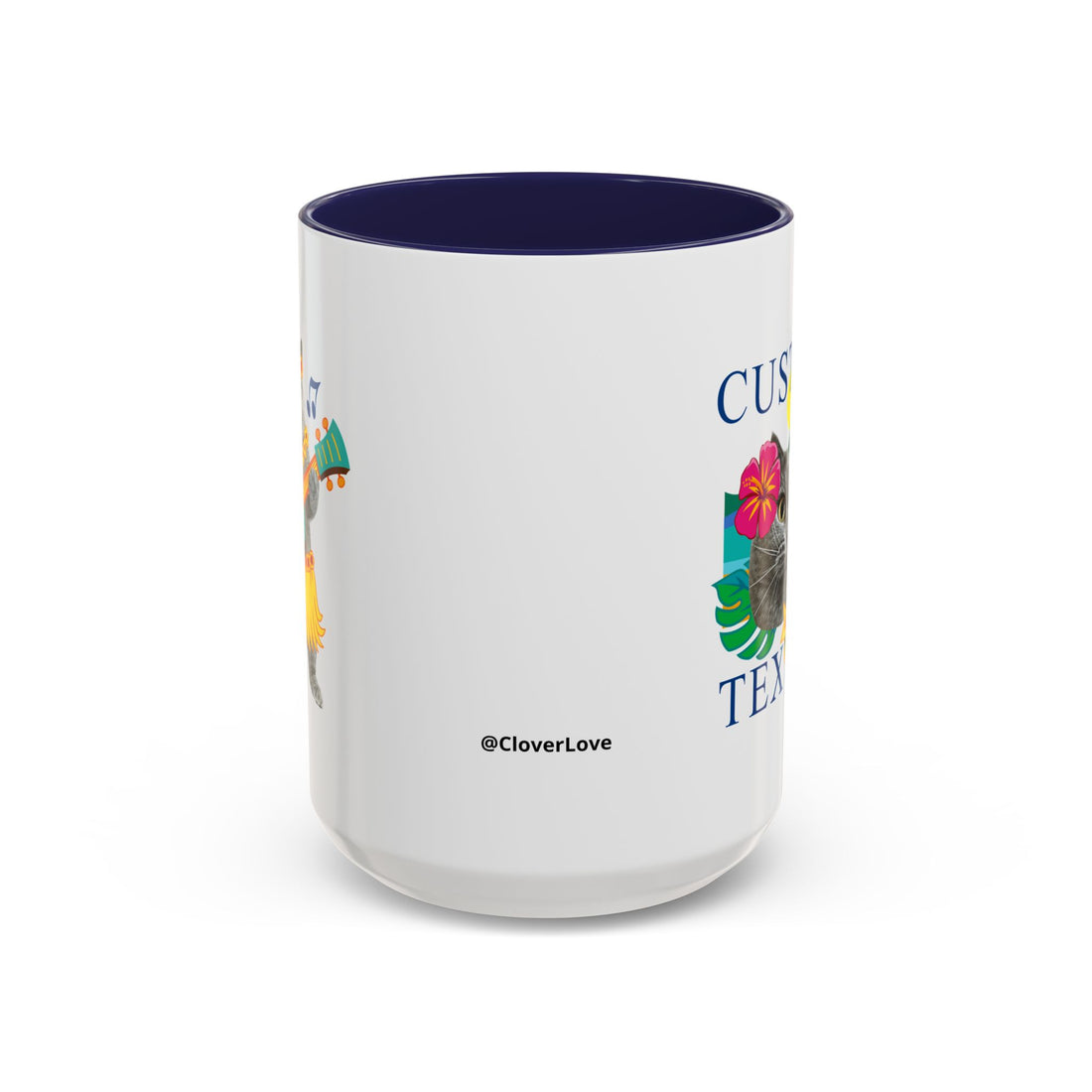 Tropical Summer Cat Mug | Personalized Pet Photo Coffee Cup With Custom Text