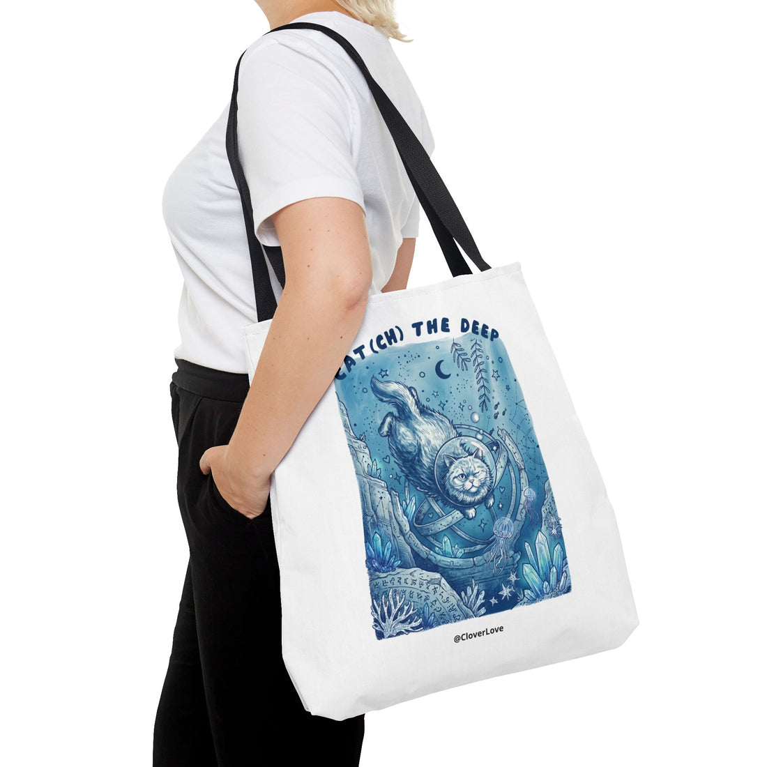 Cat Deep Sea Adventure Tote Bag | Vintage Ocean Explorer Canvas Bag