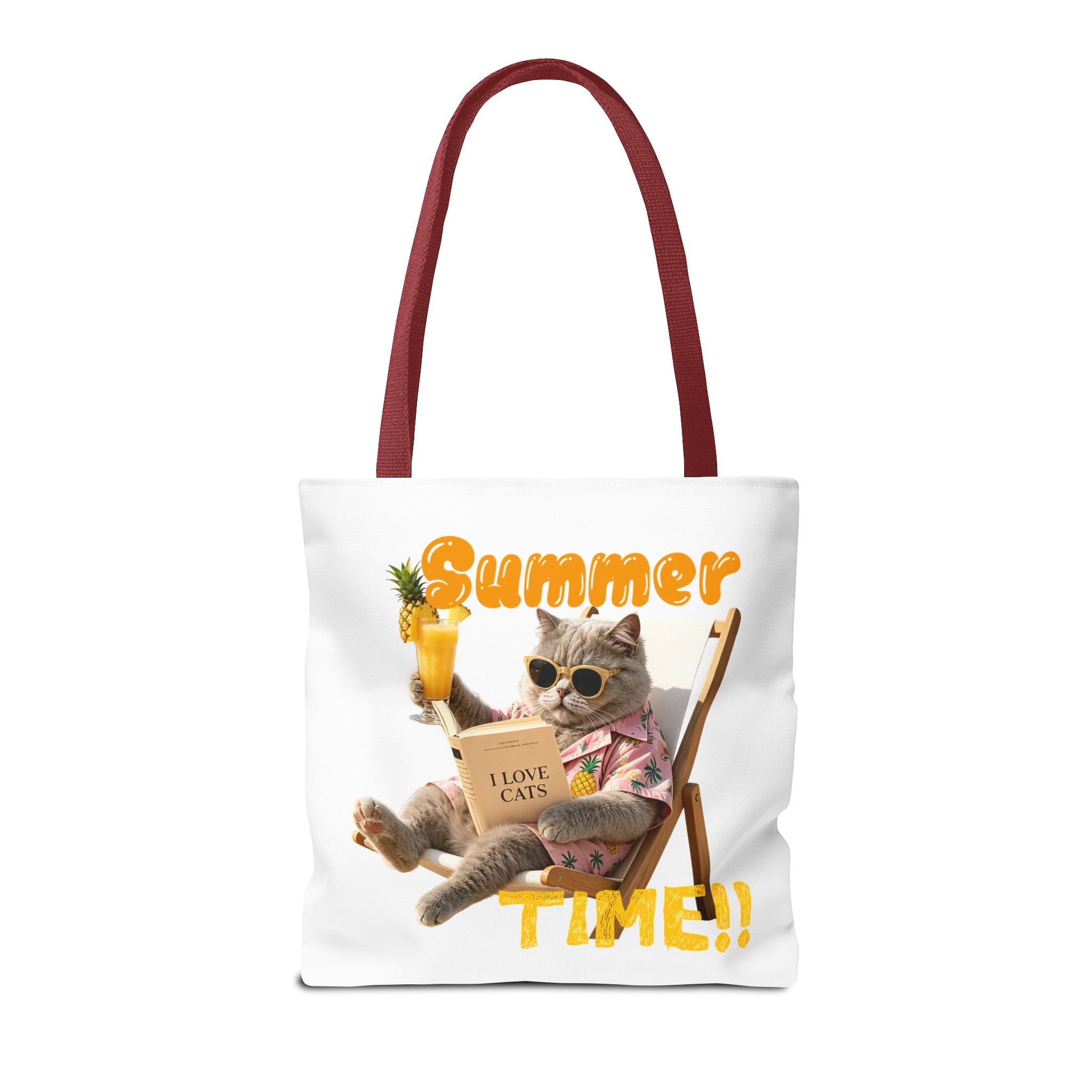 Summer Cat Tote Bag | Funny Cat Lover Beach Canvas Bag