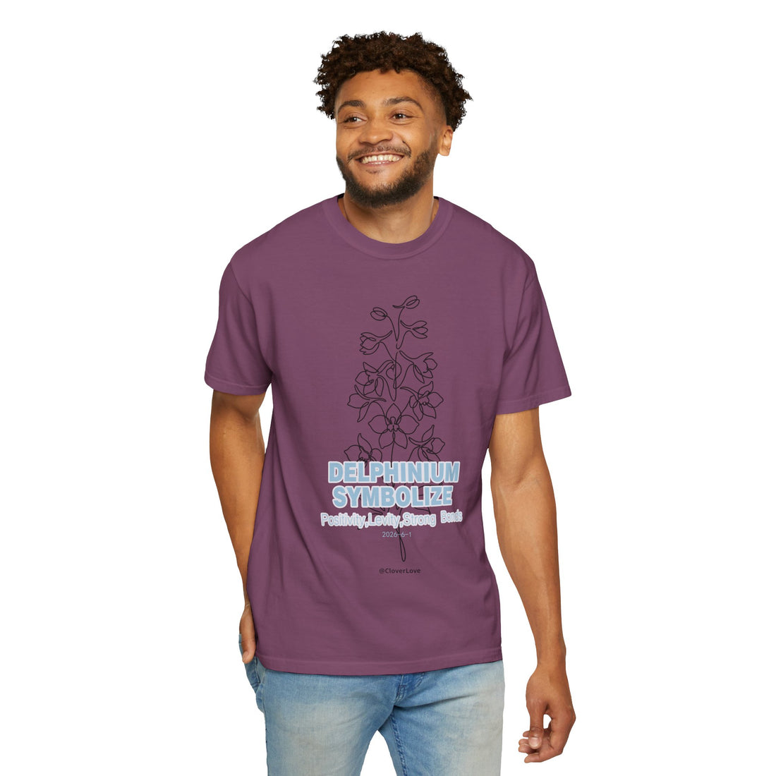 Delphinium Flower T-Shirt - Botanical Graphic Shirt for Flower Lovers
