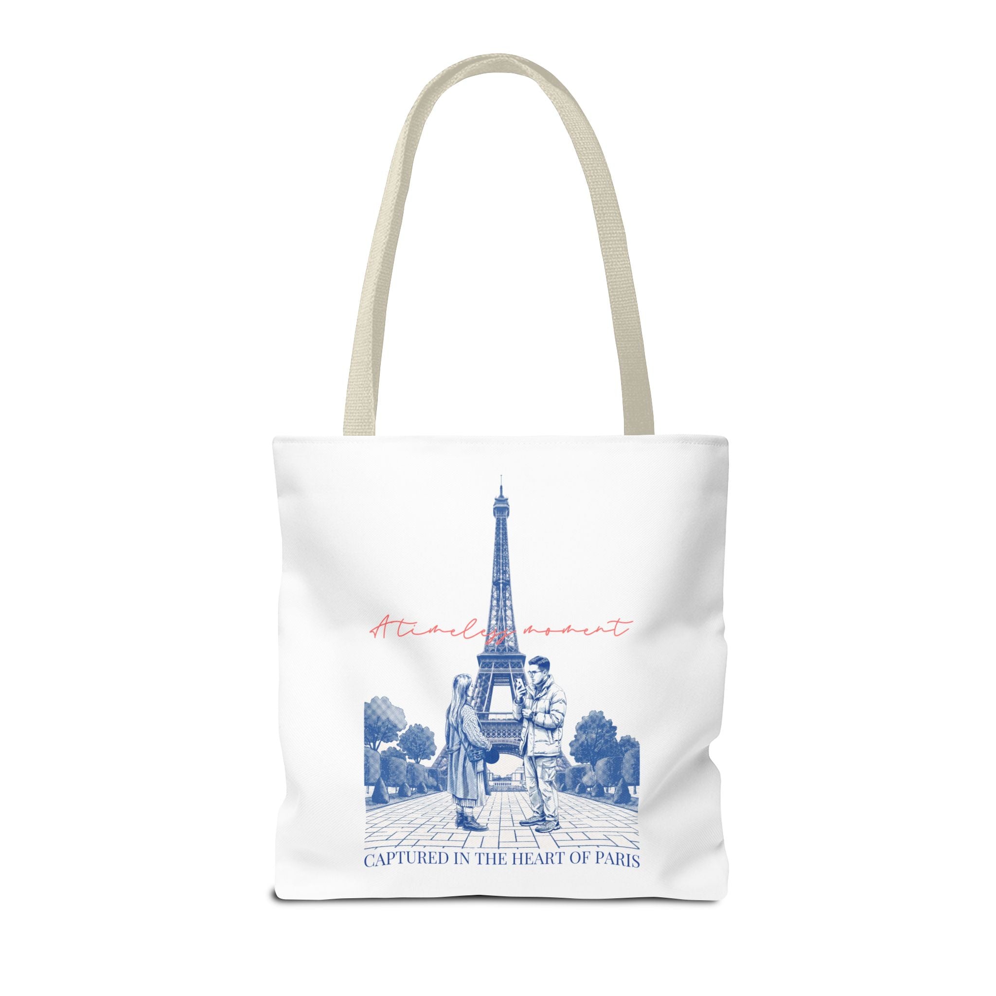Paris Travel Tote Bag | Vintage Eiffel Tower Couple Canvas Bag