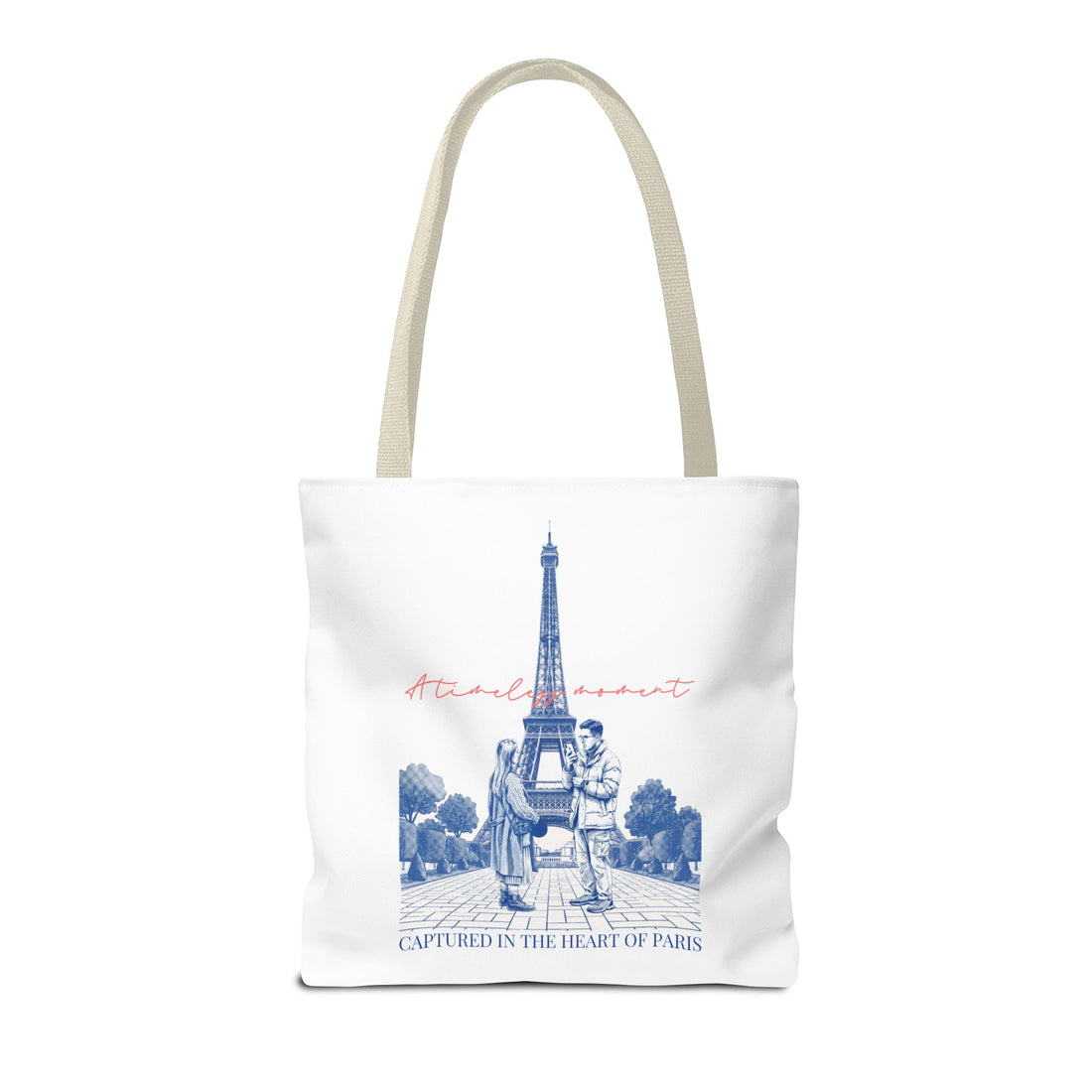 Paris Travel Tote Bag | Vintage Eiffel Tower Couple Canvas Bag