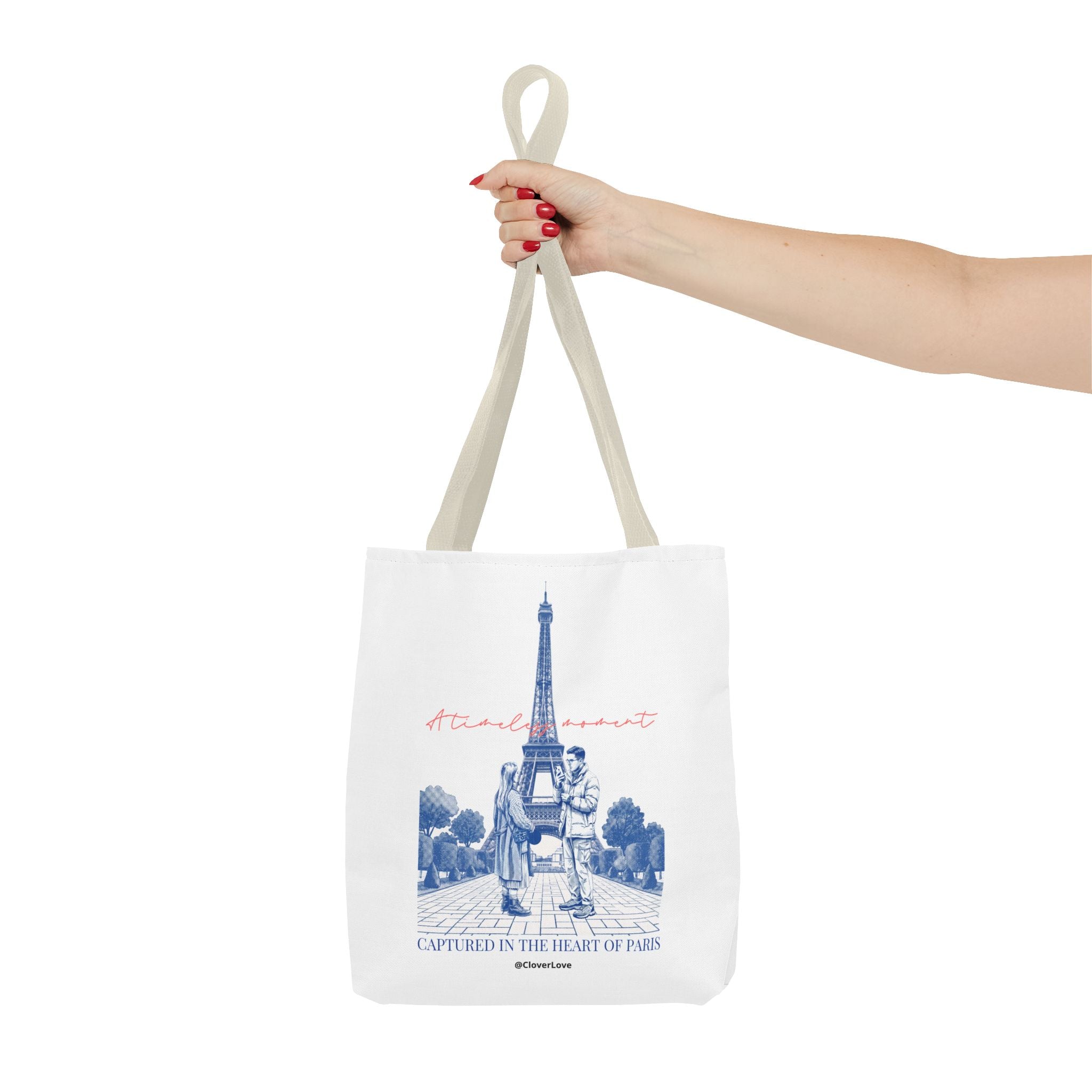 Paris Travel Tote Bag | Vintage Eiffel Tower Couple Canvas Bag