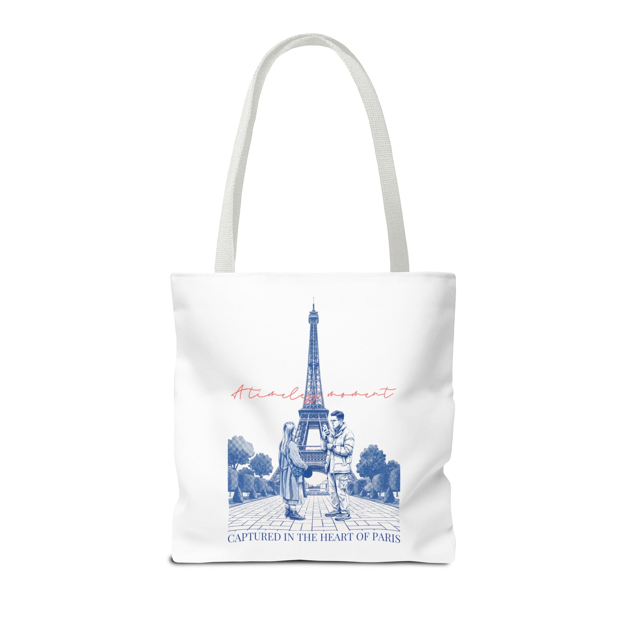 Paris Travel Tote Bag | Vintage Eiffel Tower Couple Canvas Bag
