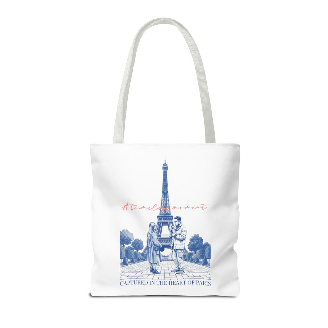 Paris Travel Tote Bag | Vintage Eiffel Tower Couple Canvas Bag
