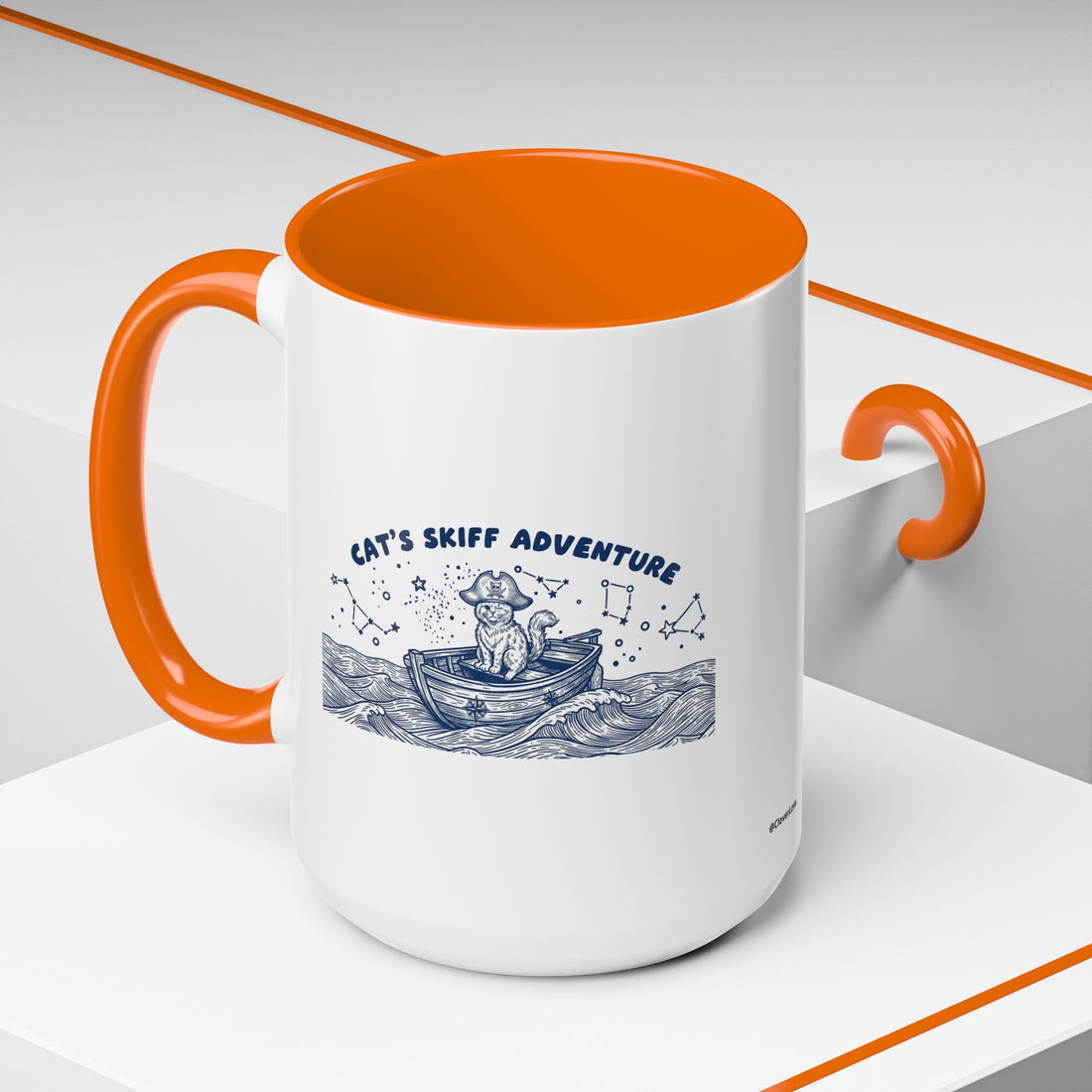 Cat's Skiff Adventure Ocean Mug - Cute Nautical Cat Lover Coffee Cup
