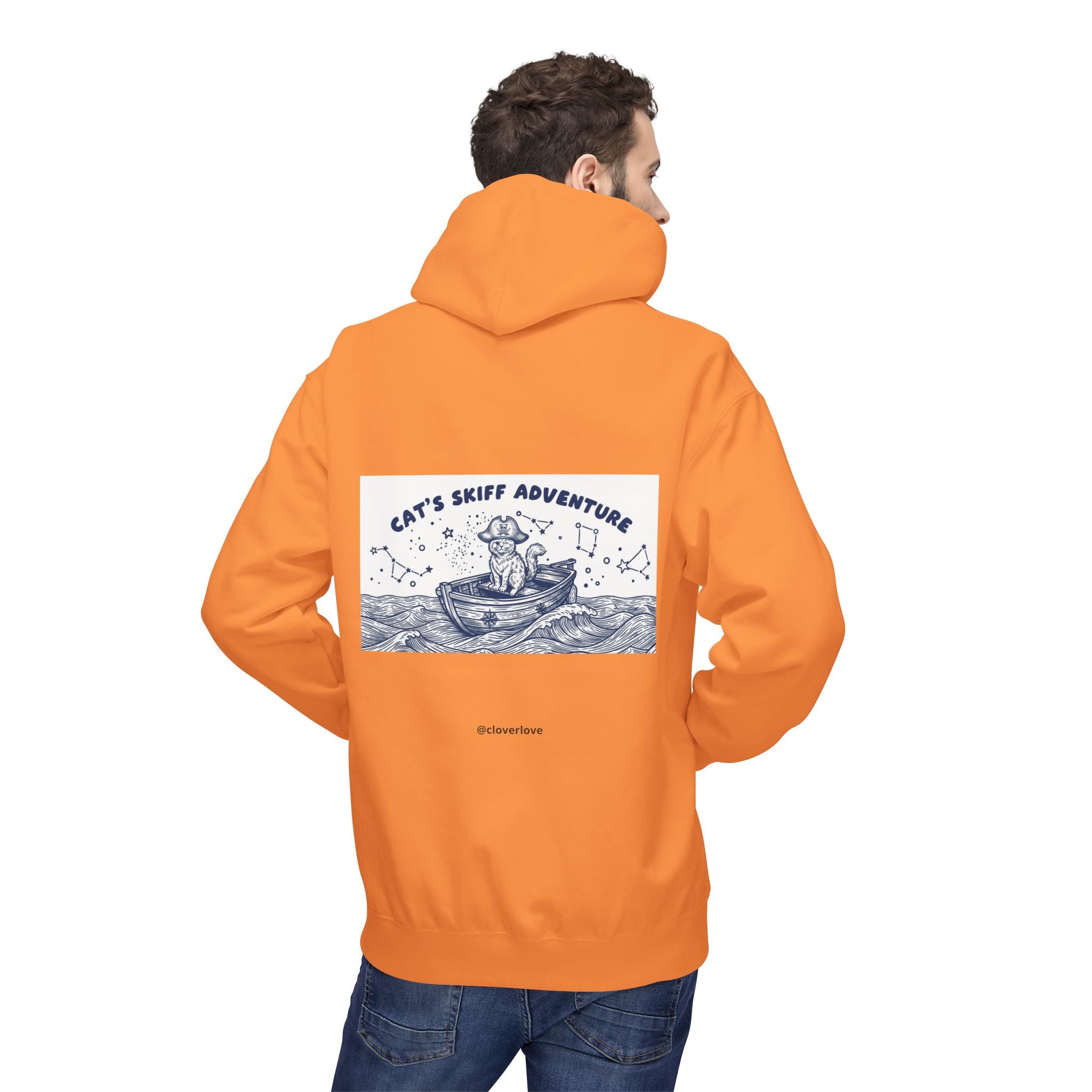 Katzen-Skiff-Abenteuer-Kapuzenpullover | Vintage Ozean Nautisch Grafik Sweatshirt