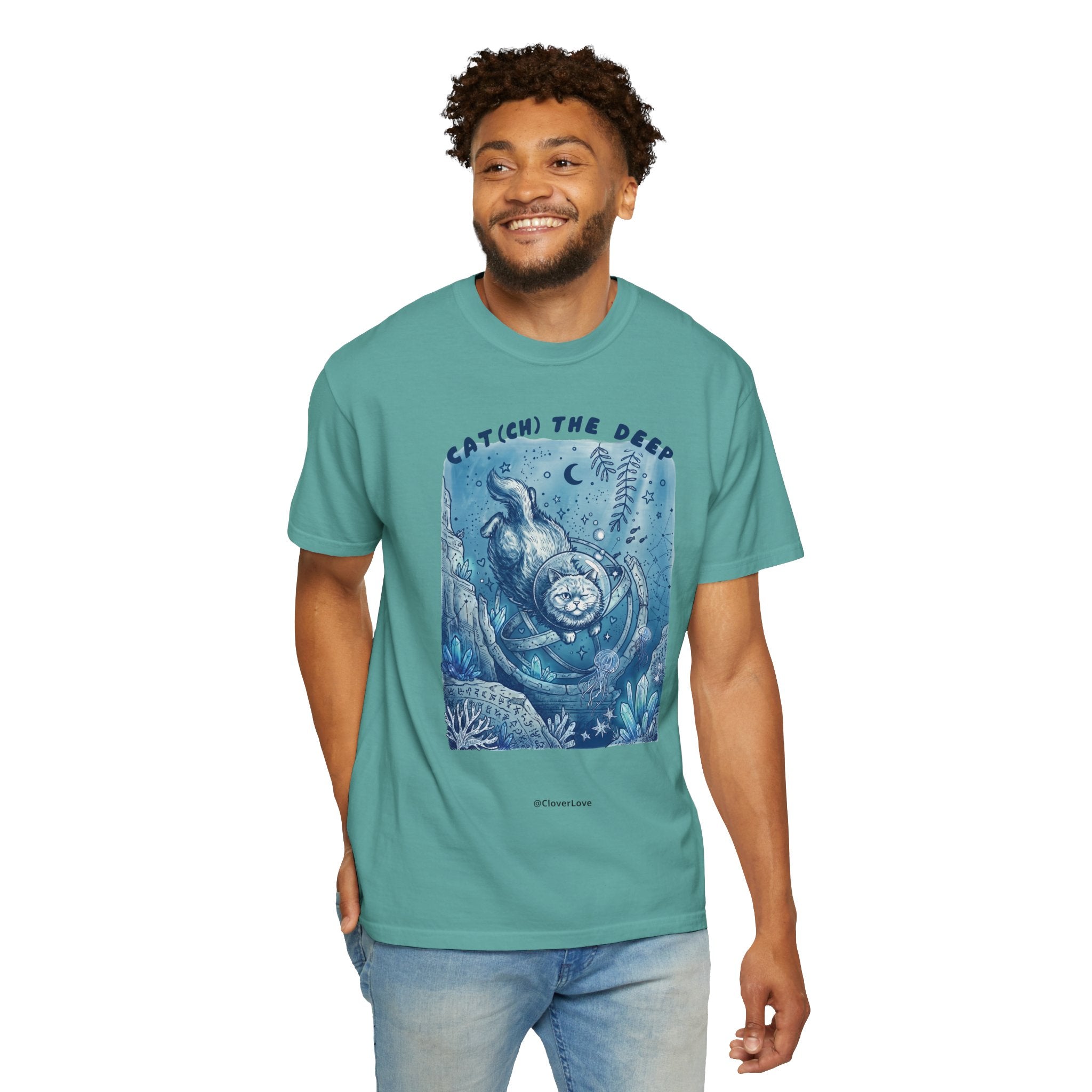 Cat(ch) The Deep Sea T-Shirt - Deep Ocean Fantasy Shirt for Cat Lovers