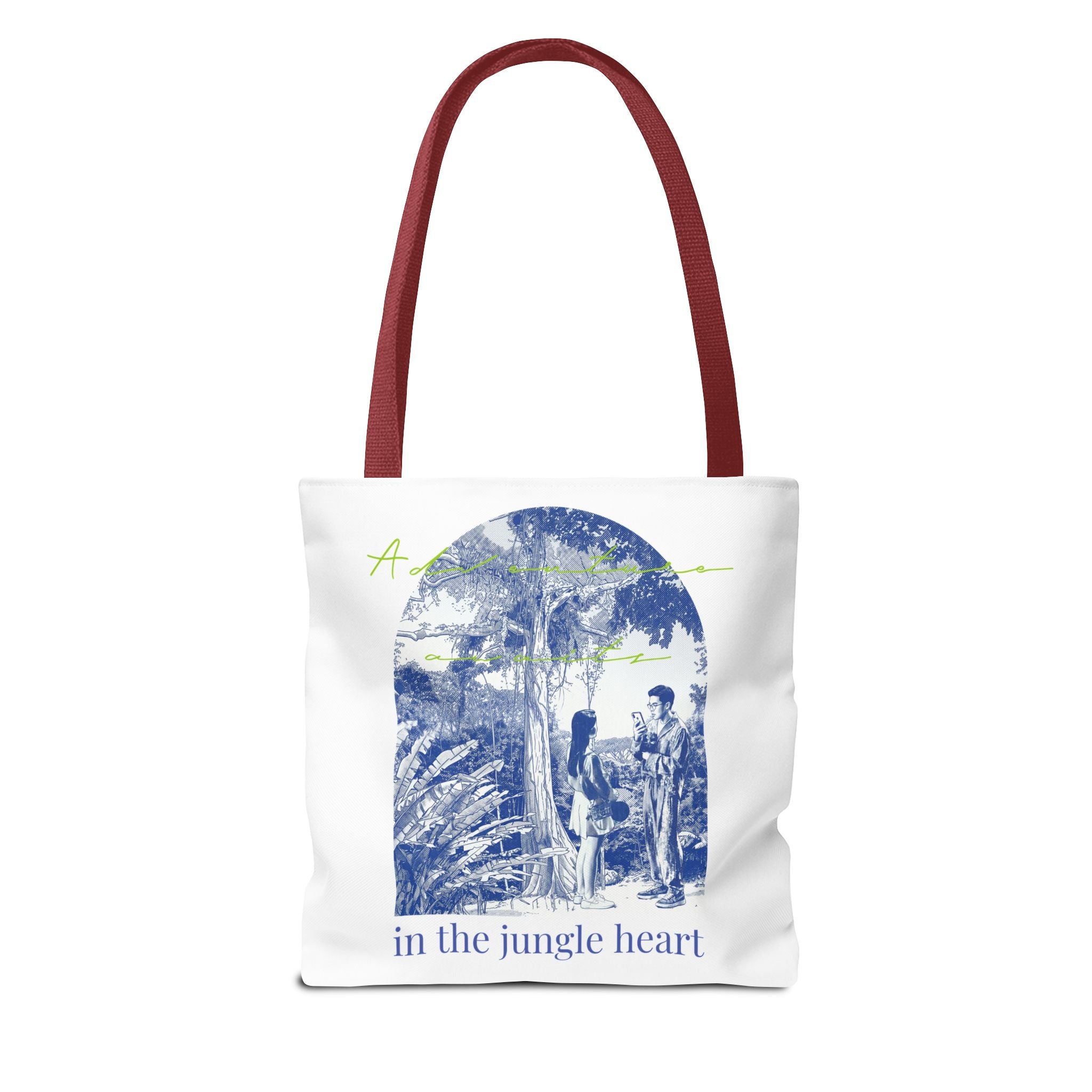 In The Jungle Heart Travel Tote Bag | Vintage Jungle Adventure Canvas Tote Bag
