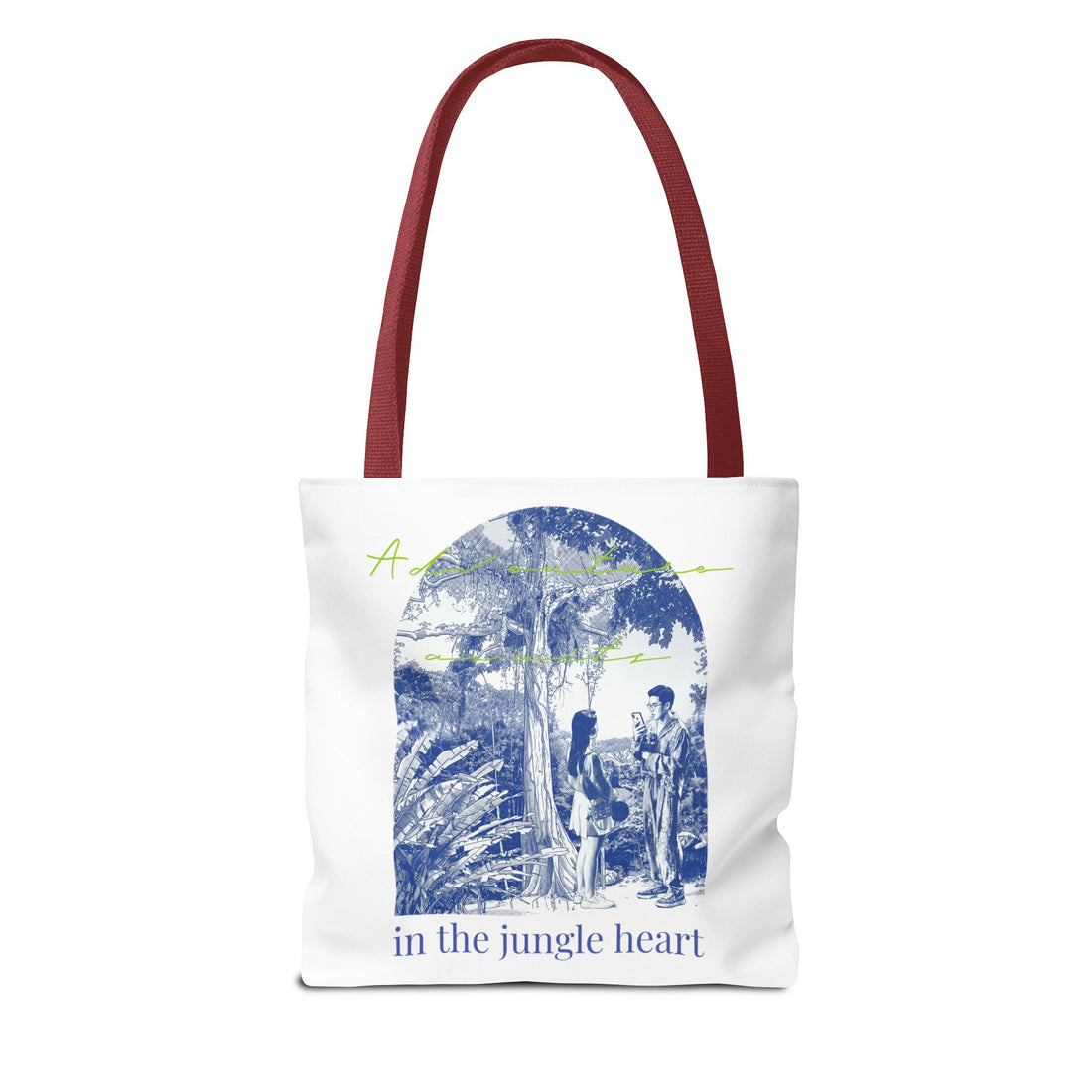In The Jungle Heart Travel Tote Bag | Vintage Jungle Adventure Canvas Tote Bag