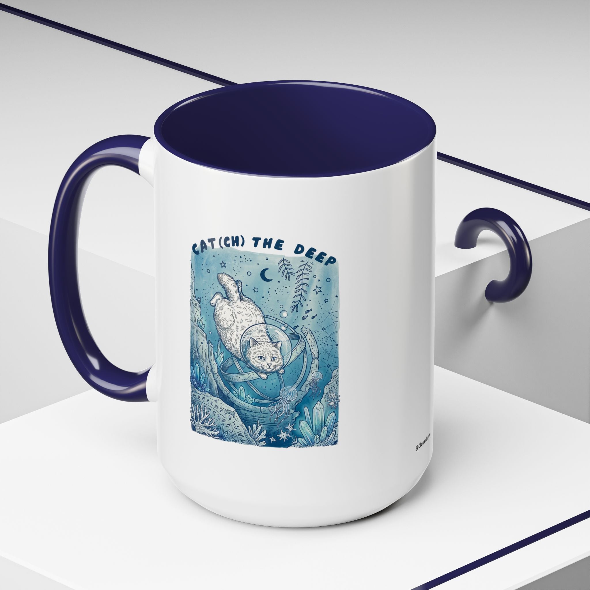 Cat's Deep Ocean Adventure Mug - Underwater Cat Lover Coffee Cup