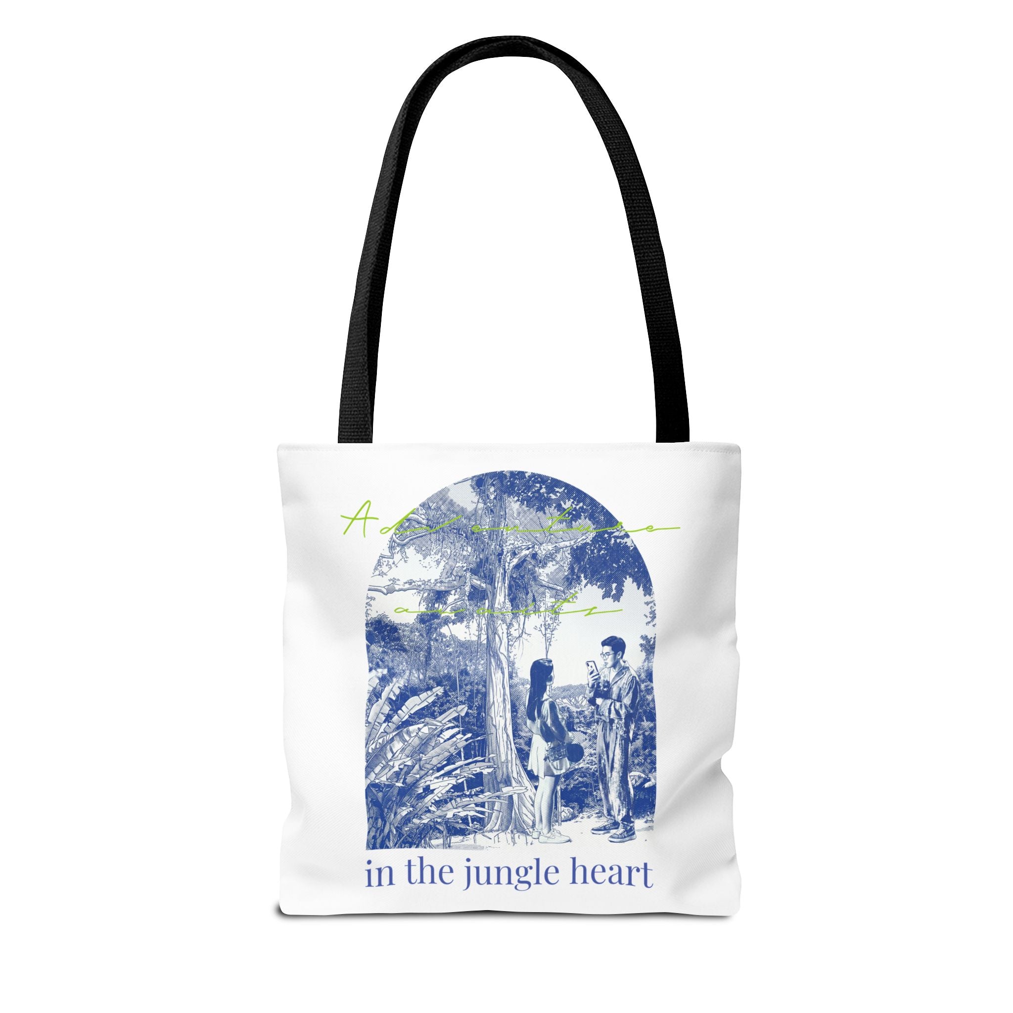 In The Jungle Heart Travel Tote Bag | Vintage Jungle Adventure Canvas Tote Bag
