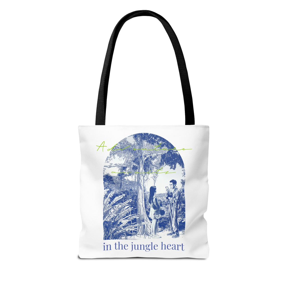 In The Jungle Heart Travel Tote Bag | Vintage Jungle Adventure Canvas Tote Bag