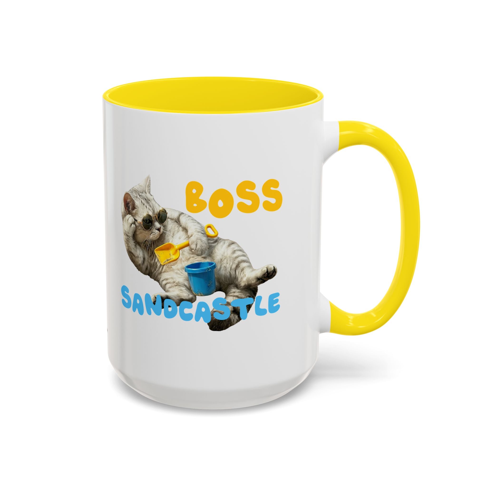 Lustige Sommerkatzen-Tasse | Personalisierte Strandkatzen-Kaffeetasse mit individuellem Text