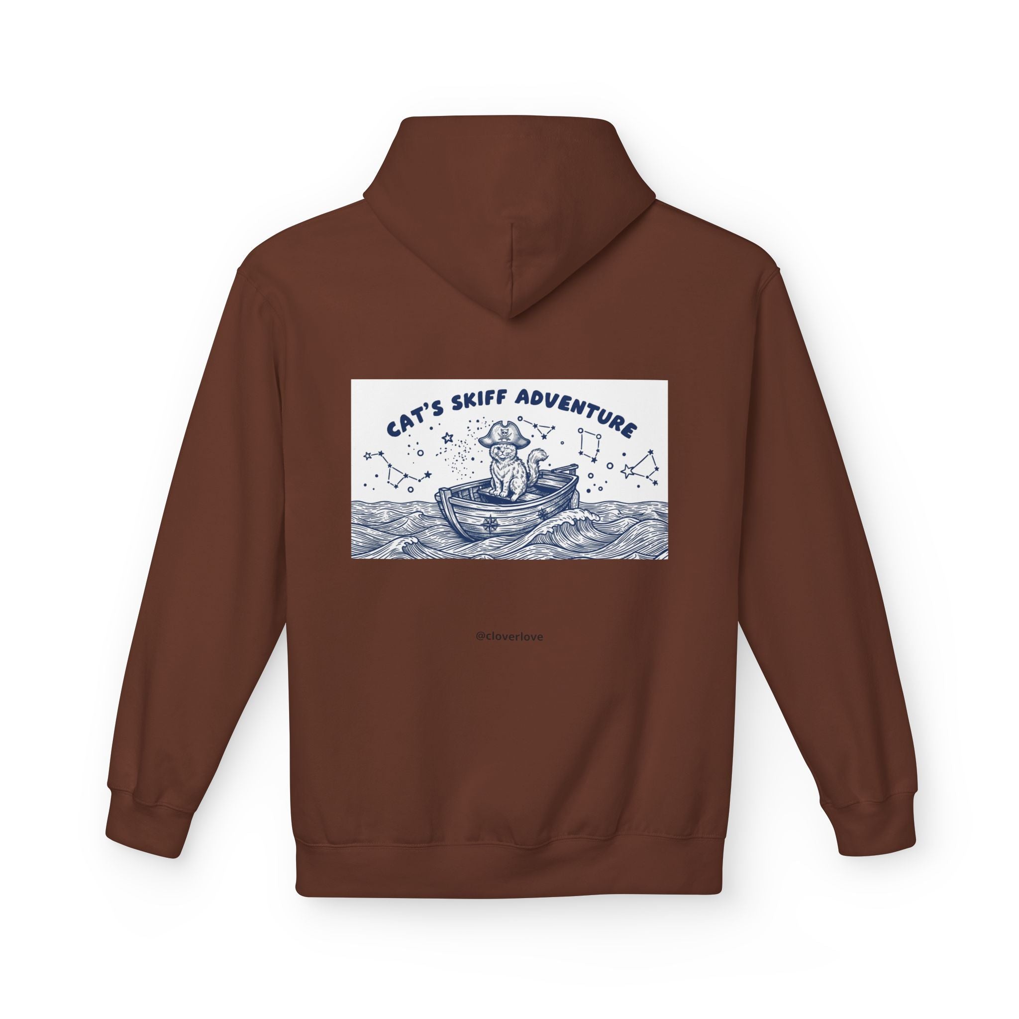 Katzen-Skiff-Abenteuer-Kapuzenpullover | Vintage Ozean Nautisch Grafik Sweatshirt