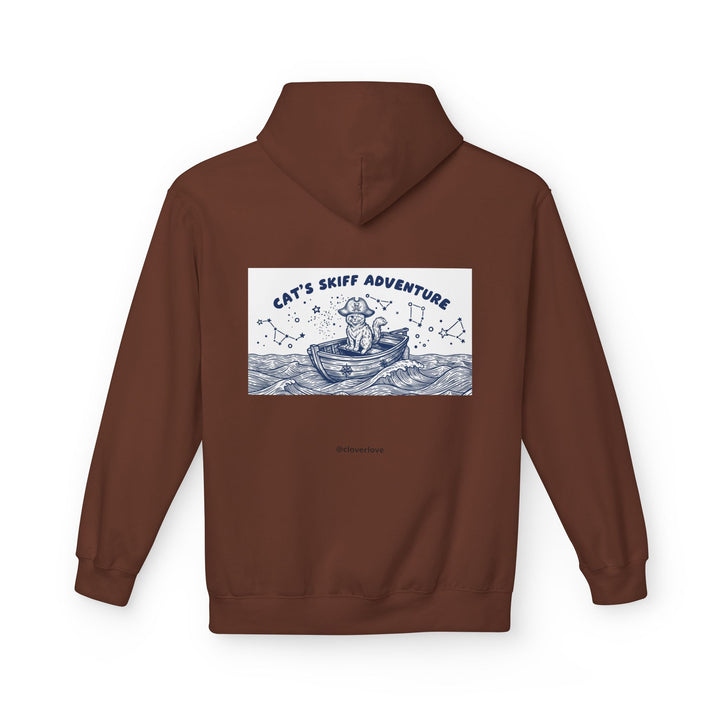 Katzen-Skiff-Abenteuer-Kapuzenpullover | Vintage Ozean Nautisch Grafik Sweatshirt