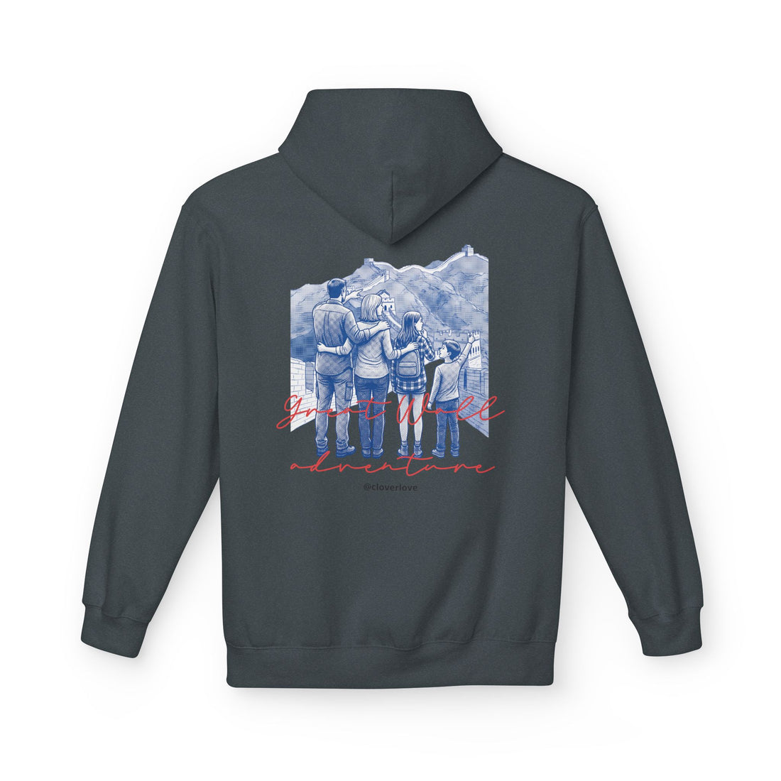 Große Mauer Familienabenteuer Hoodie – Vintage Reise Wahrzeichen Grafik Pullover Sweatshirt