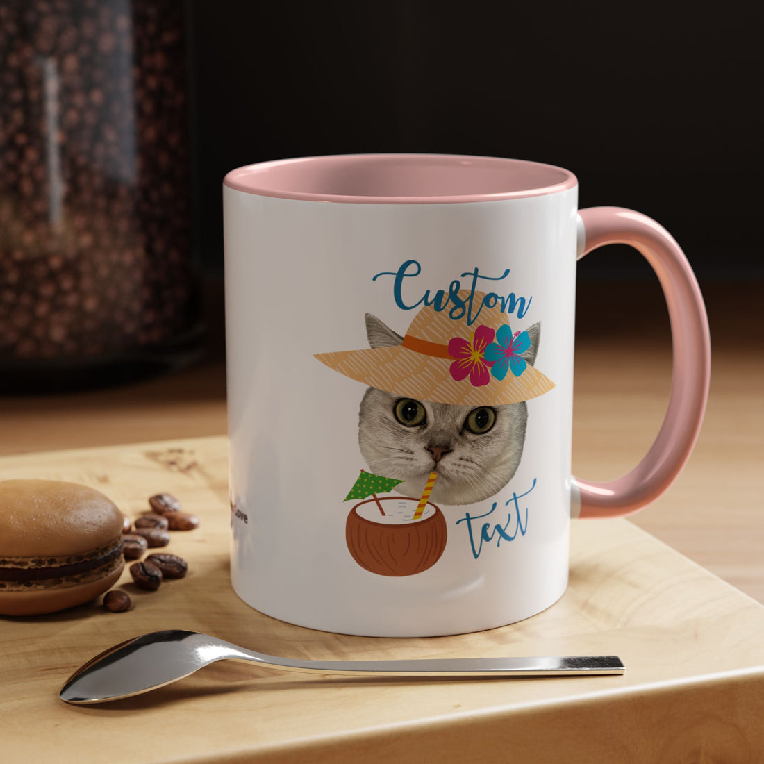 Personalized Summer Cat Mug | Custom Pet Portrait Coffee Cup