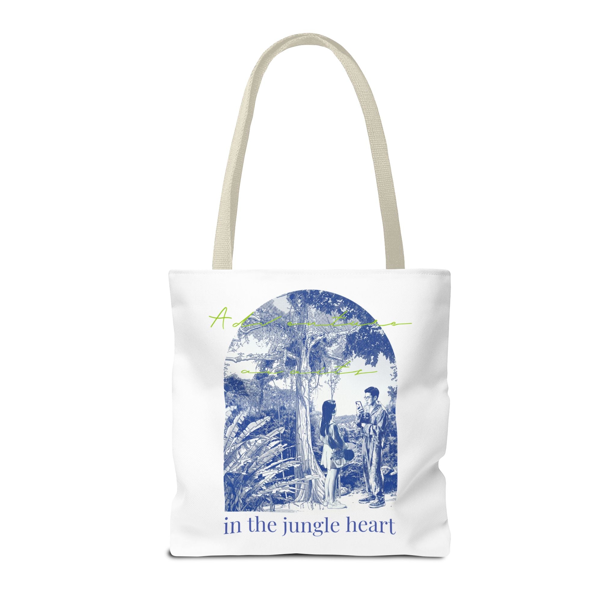 In The Jungle Heart Travel Tote Bag | Vintage Jungle Adventure Canvas Tote Bag