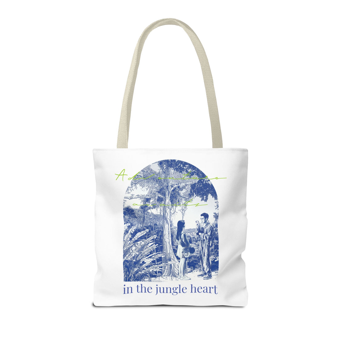 In The Jungle Heart Travel Tote Bag | Vintage Jungle Adventure Canvas Tote Bag
