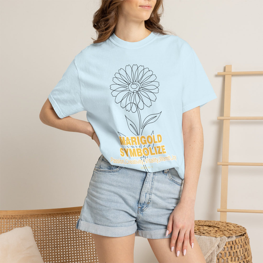 Marigold Flower T-Shirt - Botanical Graphic Shirt for Flower Lovers