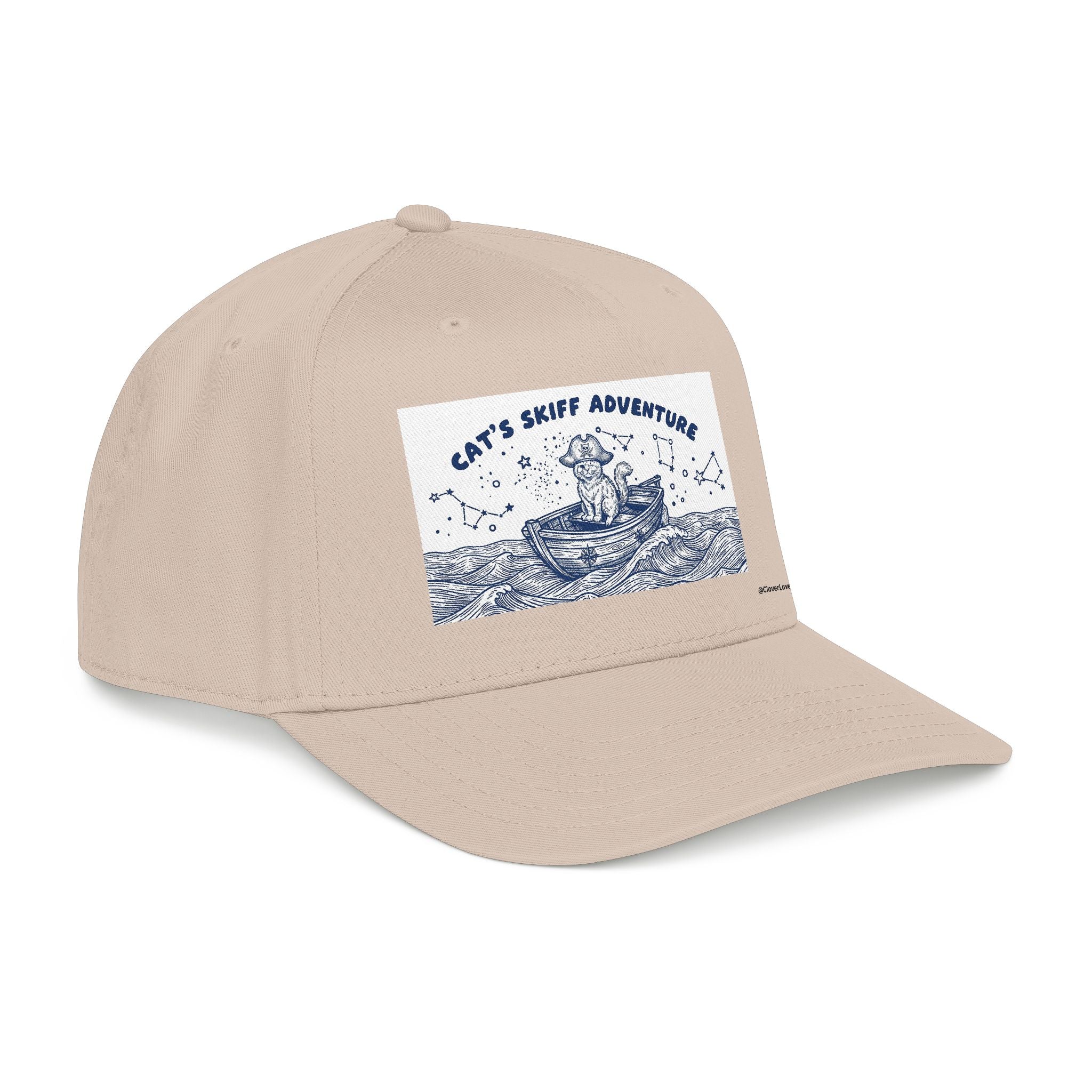 Cat Boat Hat - Ocean Adventure Baseball Cap, Nautical Cat Lover Gift, Coastal Travel Hat
