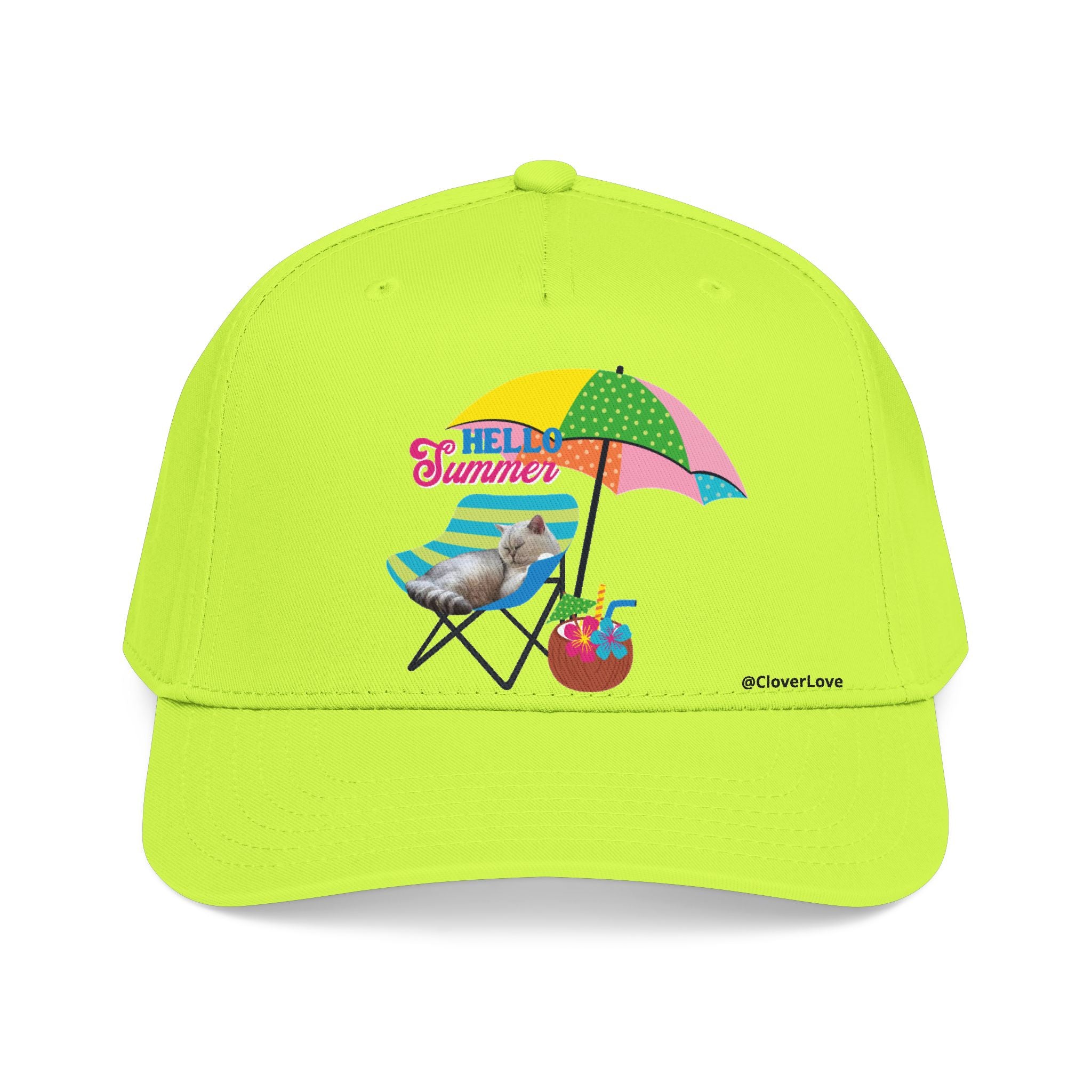 Hello Summer Cat Hat | Cute Beach Cat Baseball Cap For Cat Lovers