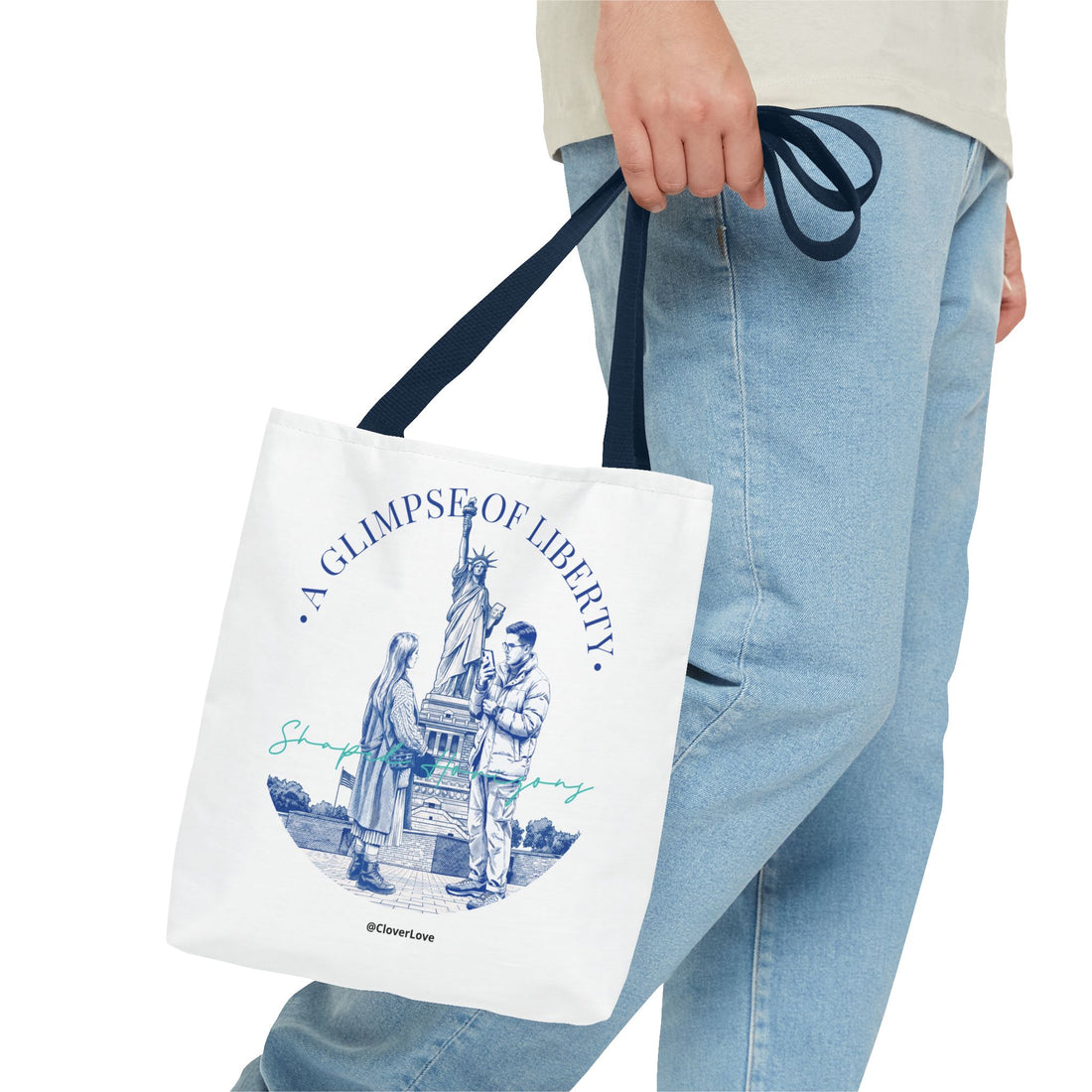 A Glimpse Of Liberty Travel Tote Bag | Statue of Liberty New York Canvas Tote Bag