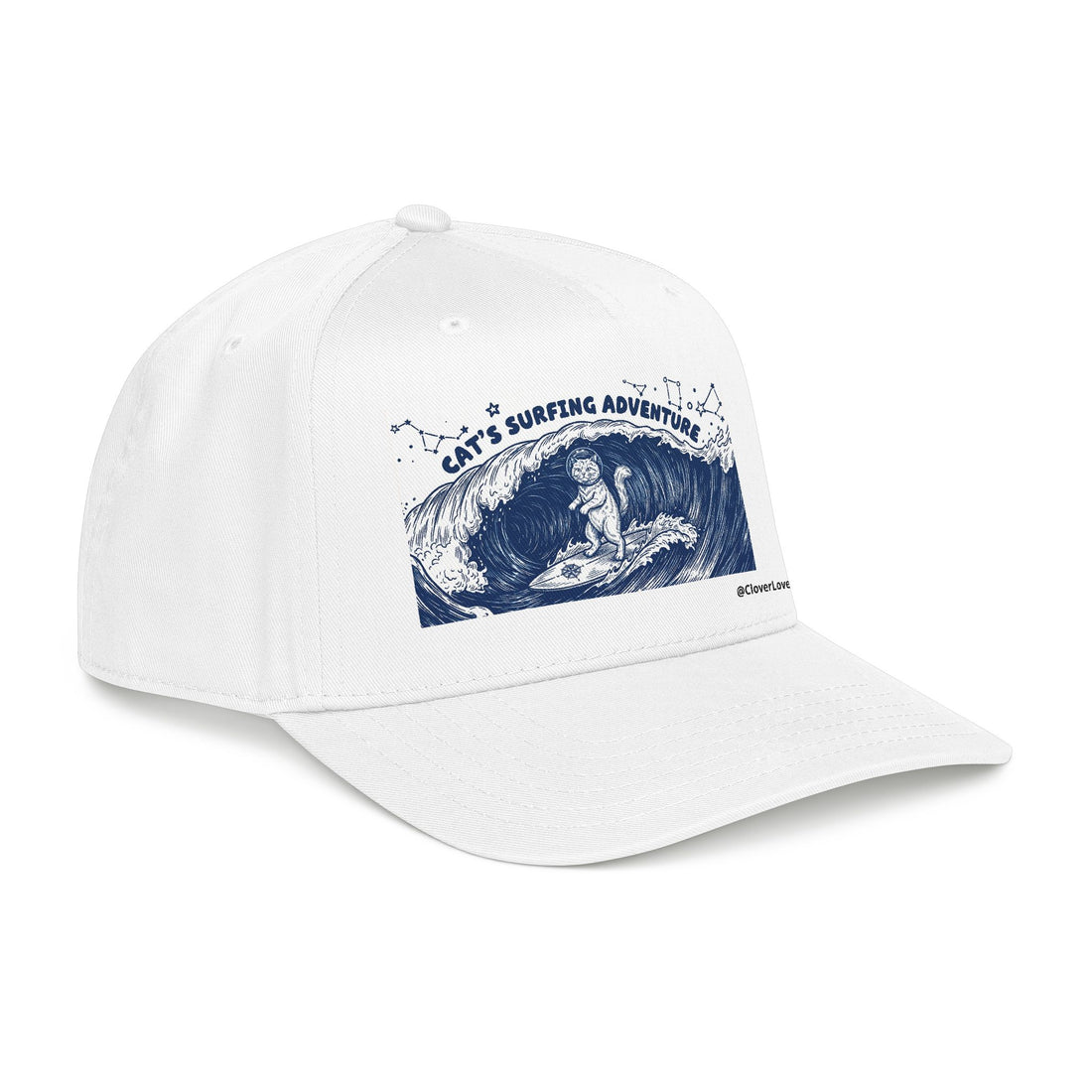 Cat Surfing Hat - Ocean Adventure Baseball Cap, Cute Cat Lover Gift