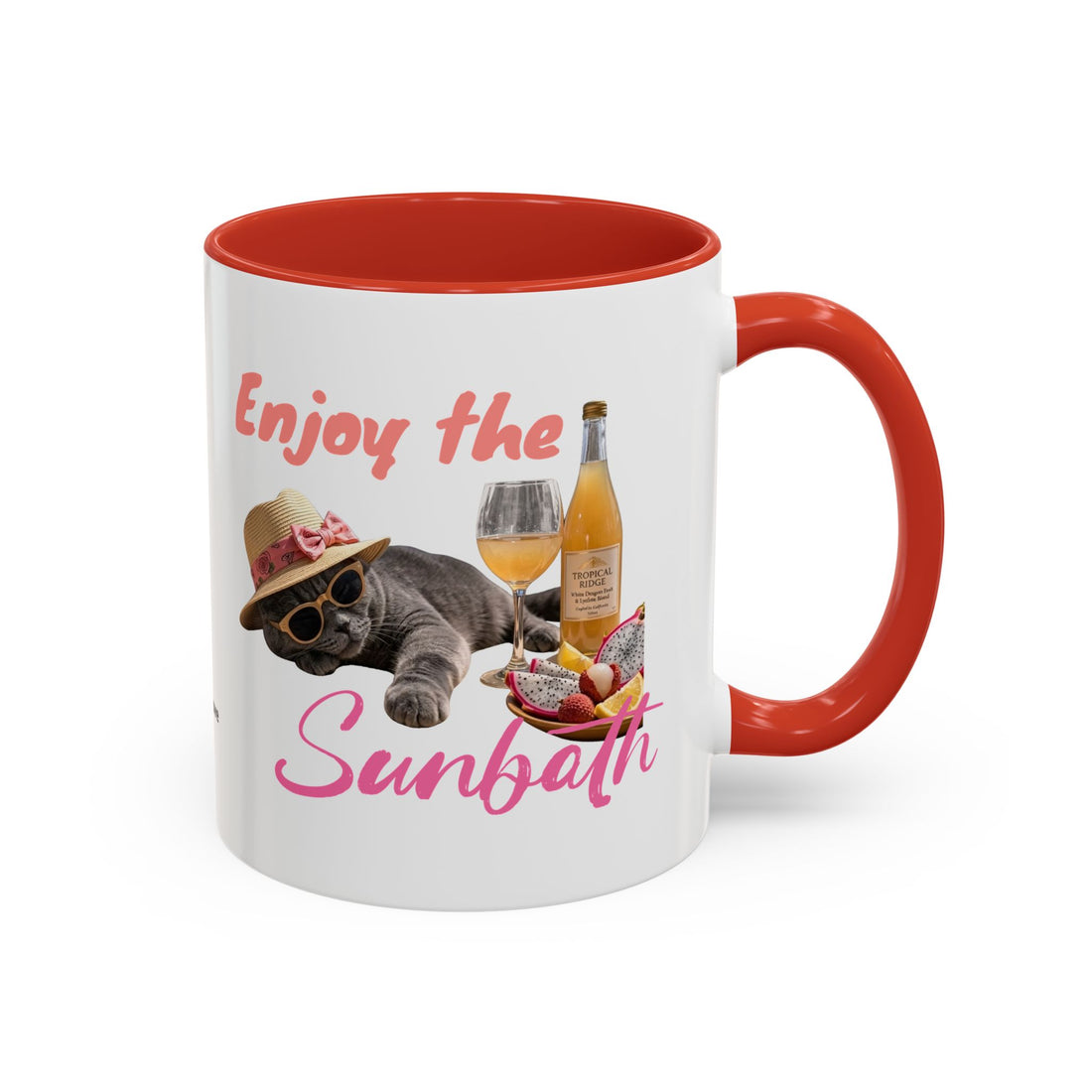 Summer Sunbathing Cat Mug | Personalized Cat Coffee Cup With Custom Text