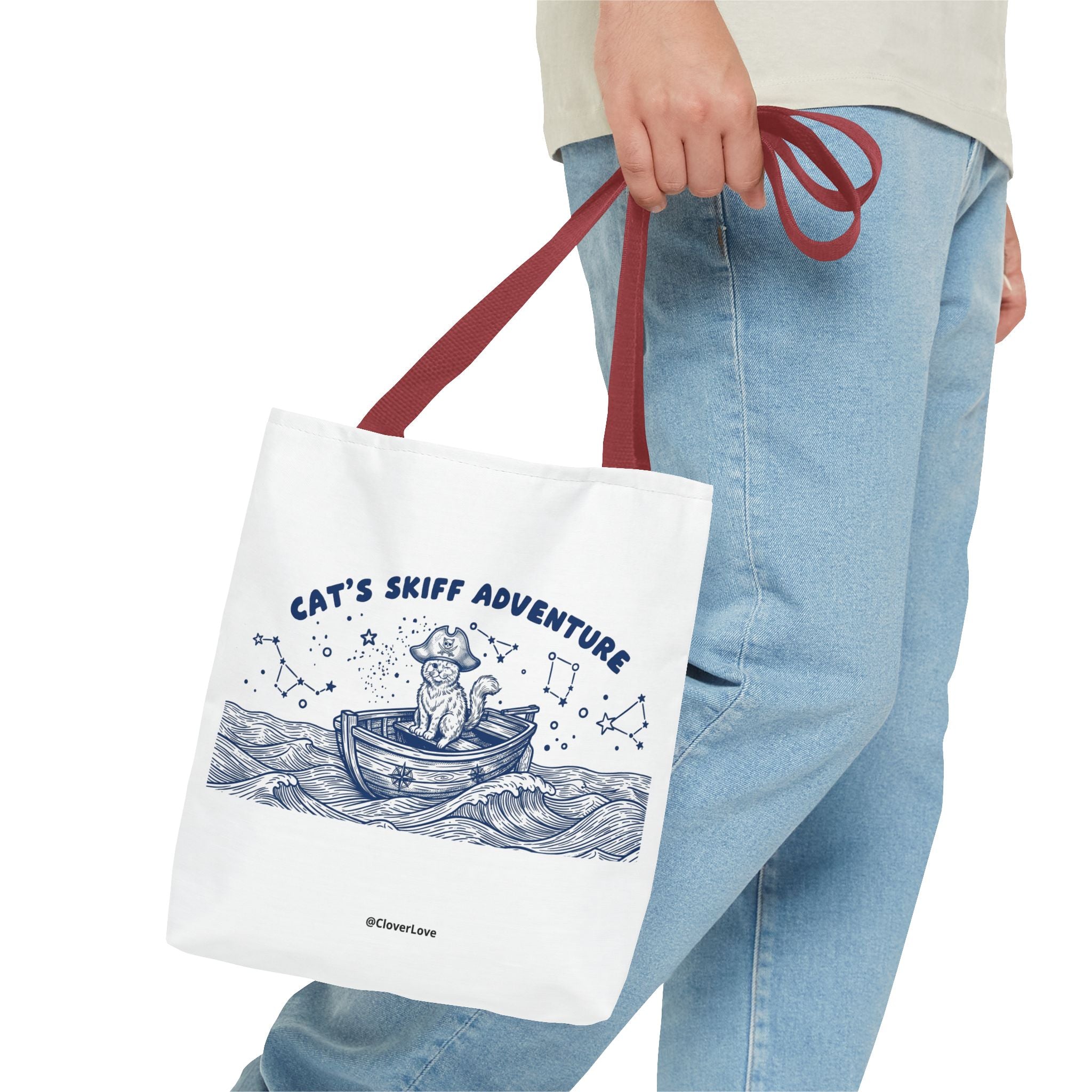 Cat's Skiff Adventure Tote Bag | Vintage Nautical Ocean Canvas Bag