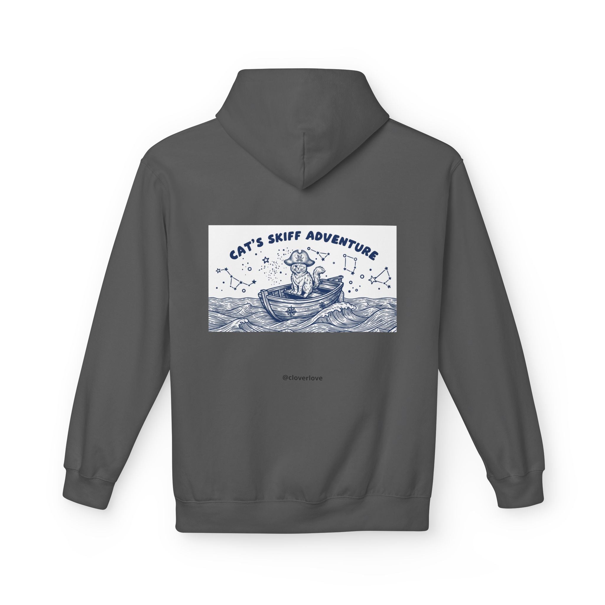 Katzen-Skiff-Abenteuer-Kapuzenpullover | Vintage Ozean Nautisch Grafik Sweatshirt