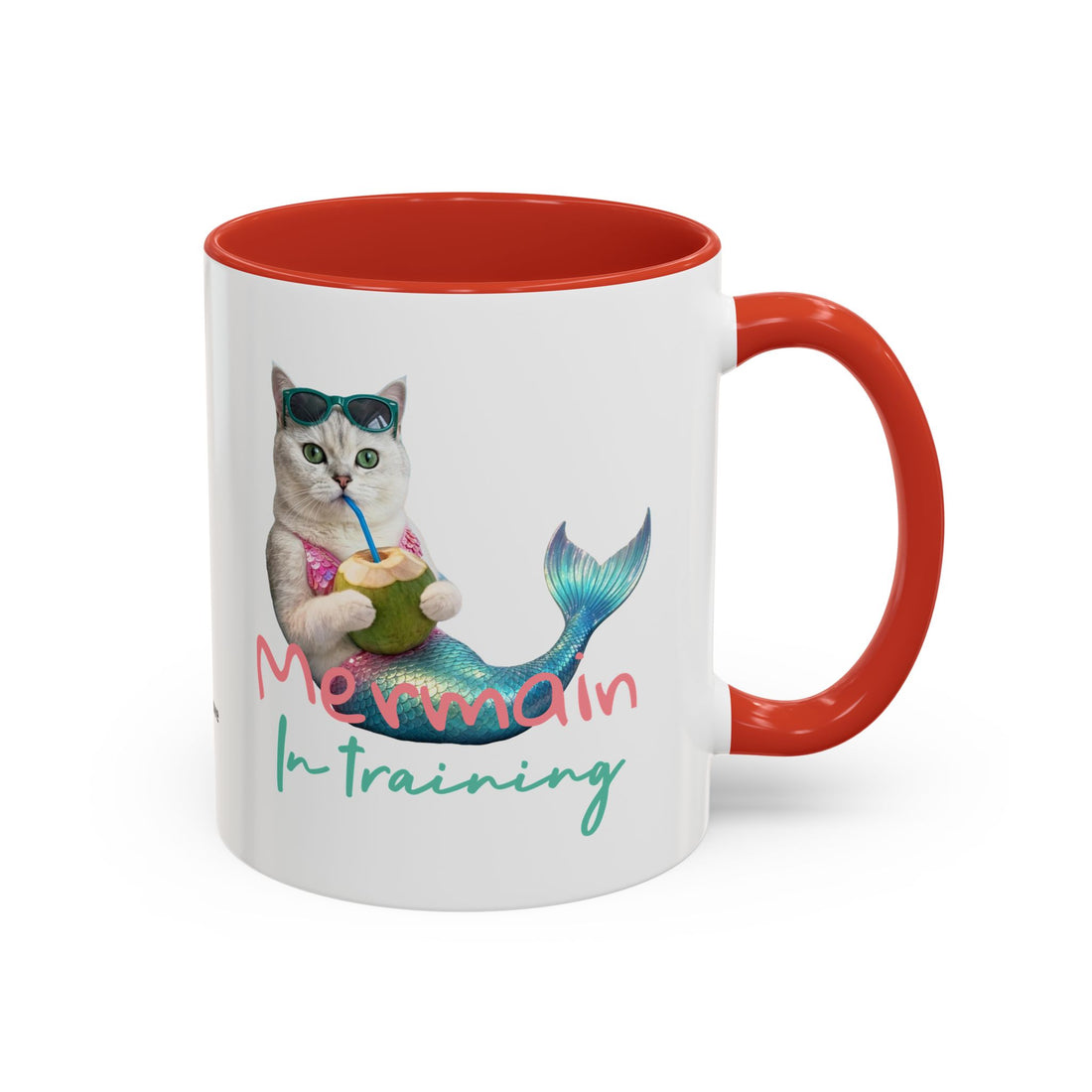 Mermaid Cat Summer Mug | Personalized Cat Coffee Cup With Custom Text