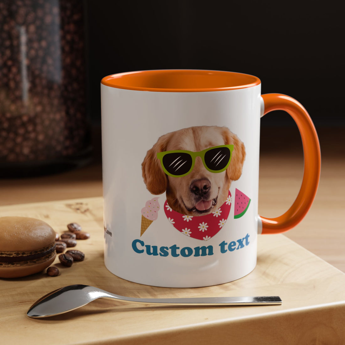Cute Summer Dog Mug | Personalized Dog Photo Coffee Cup With Custom Text