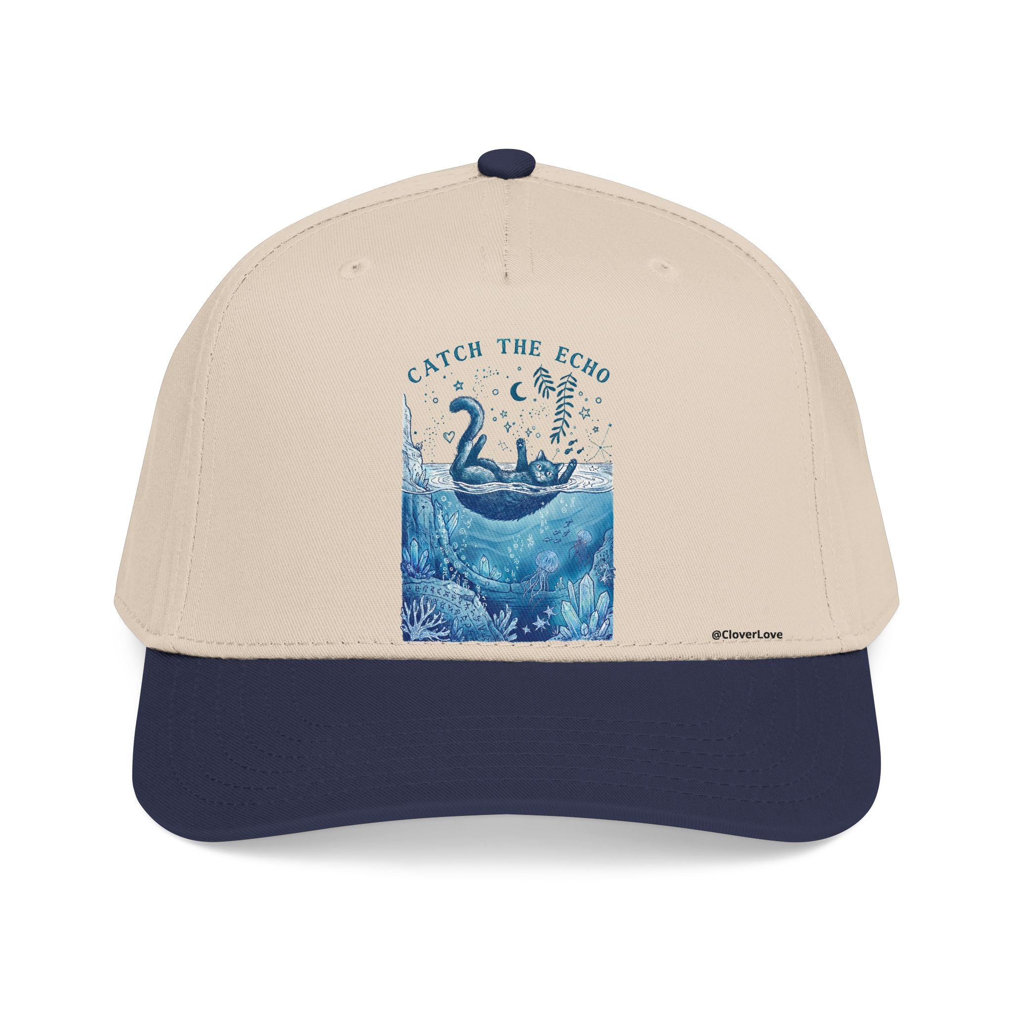 Ocean Cat Hat - Underwater Adventure Baseball Cap, Cute Cat Lover Gift, Marine Life Hat